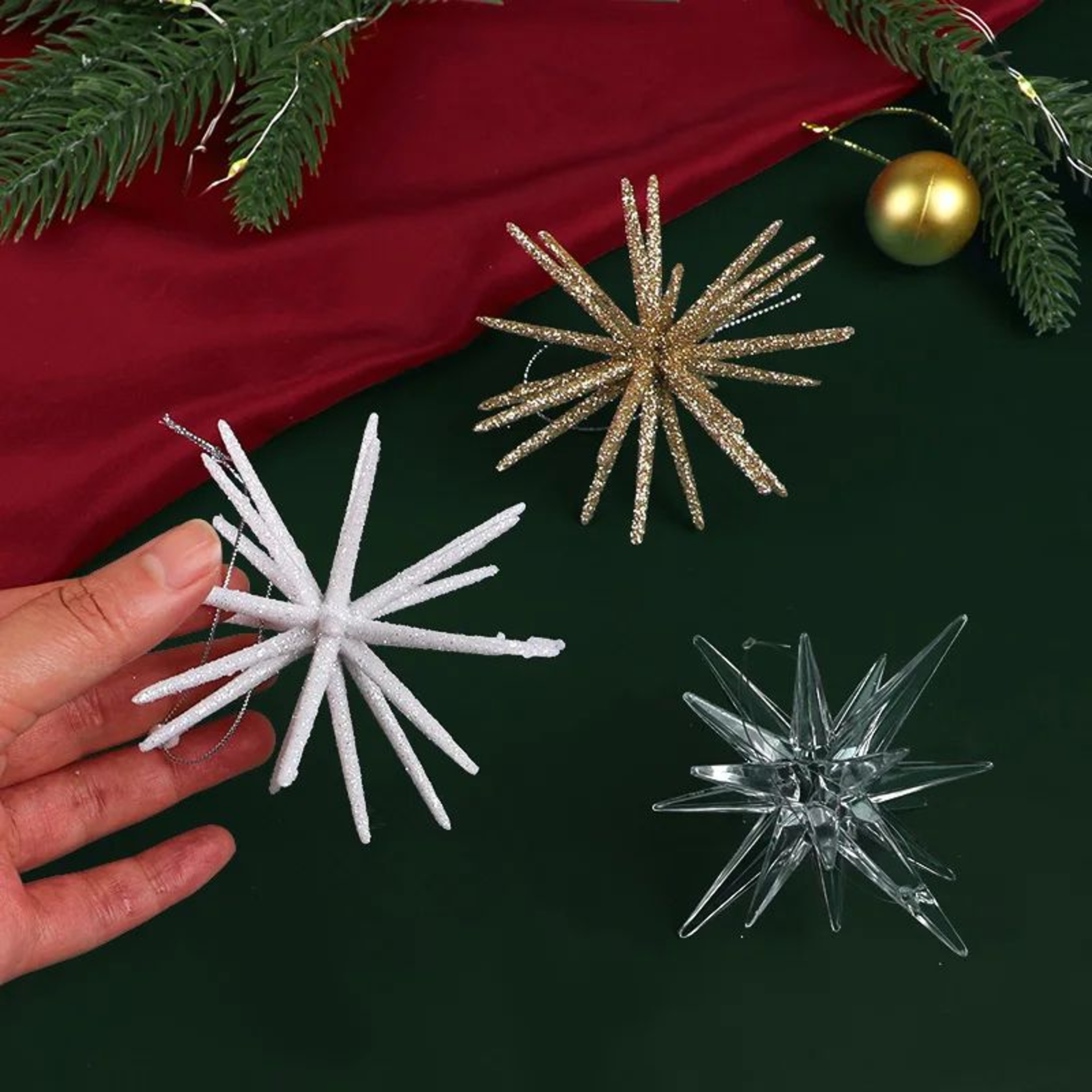 Glitter Exploding Star Christmas Ornament  Hanging Star Tree Decoration 1