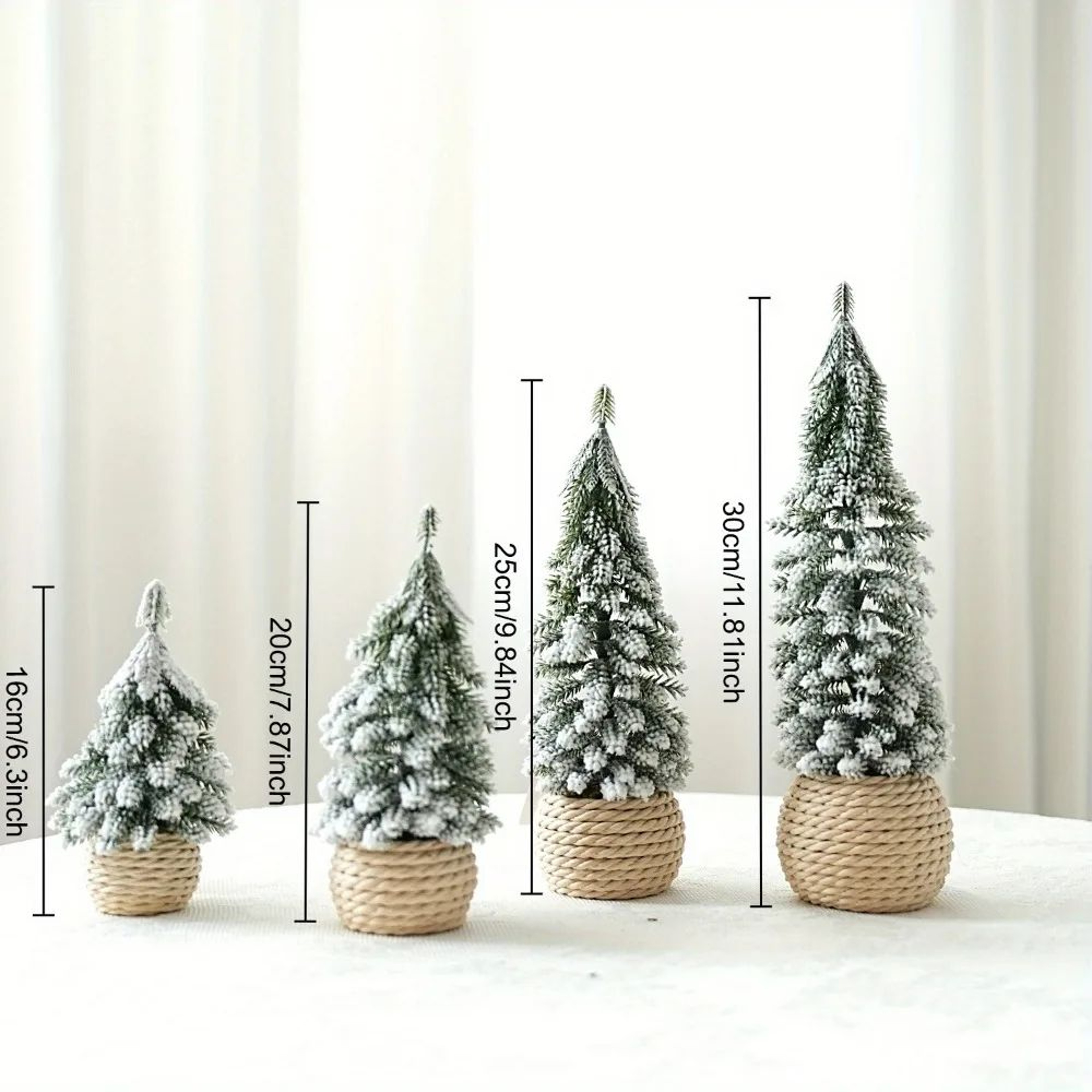 Snow Flocked Mini Cedar Christmas Tree  PE Simulation Desktop Holiday Decoration 0