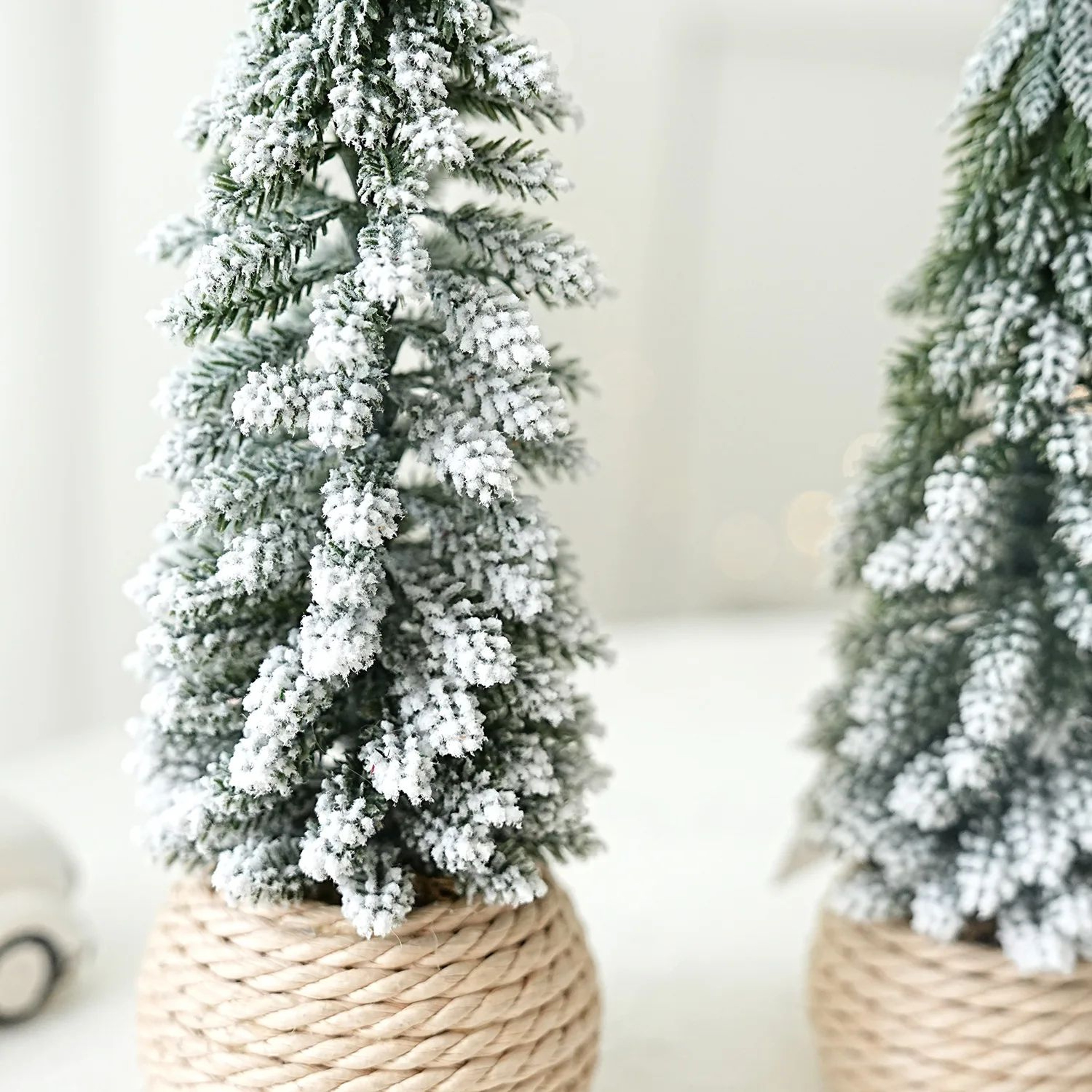 Snow Flocked Mini Cedar Christmas Tree  PE Simulation Desktop Holiday Decoration 1