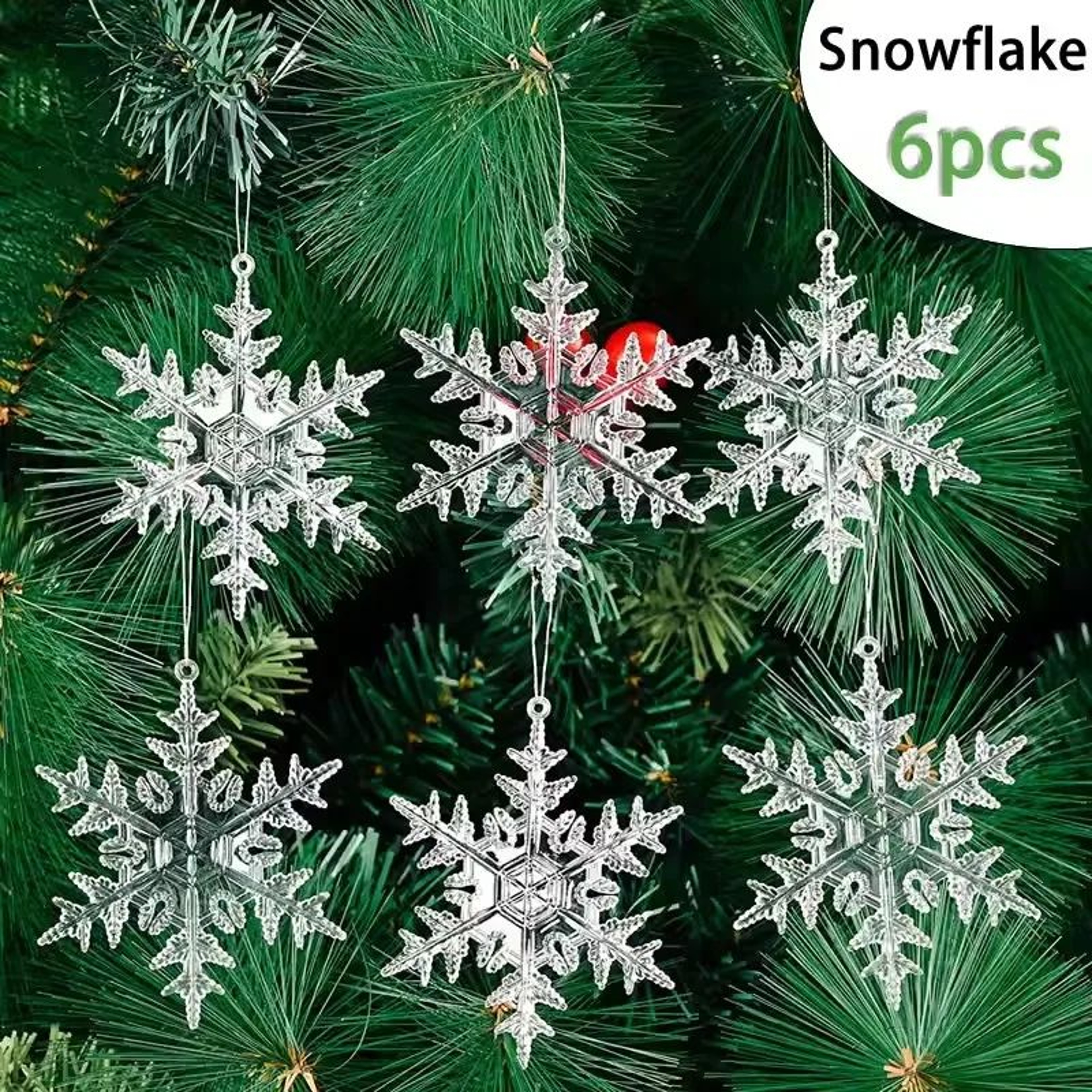 Transparent Acrylic Christmas Ornaments Set  Deer Snowflake  Tree Hanging Holiday Decor 6
