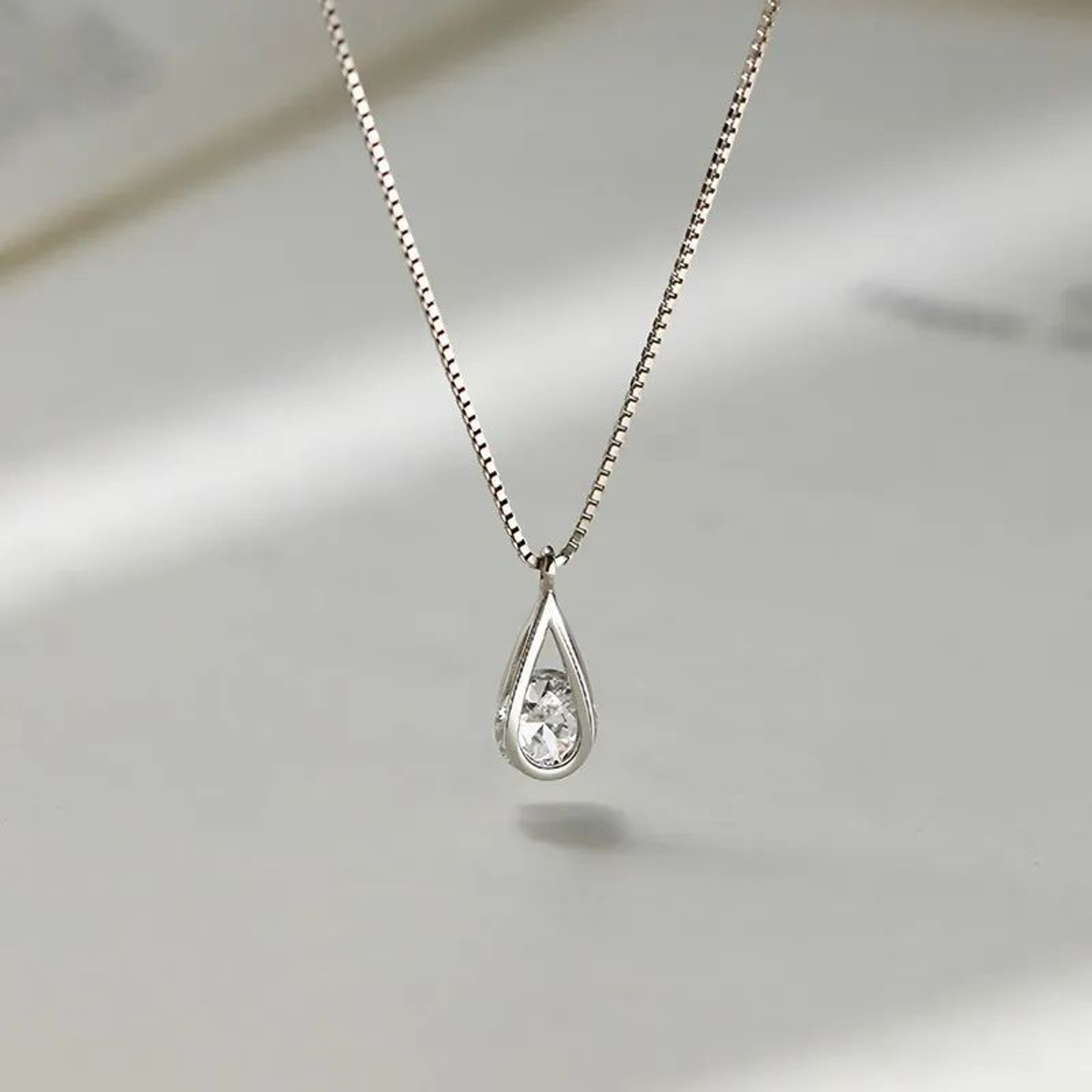 925 Sterling Silver Zircon Water Drop Necklace  Minimalist Geometric Collarbone Chain For Women 5