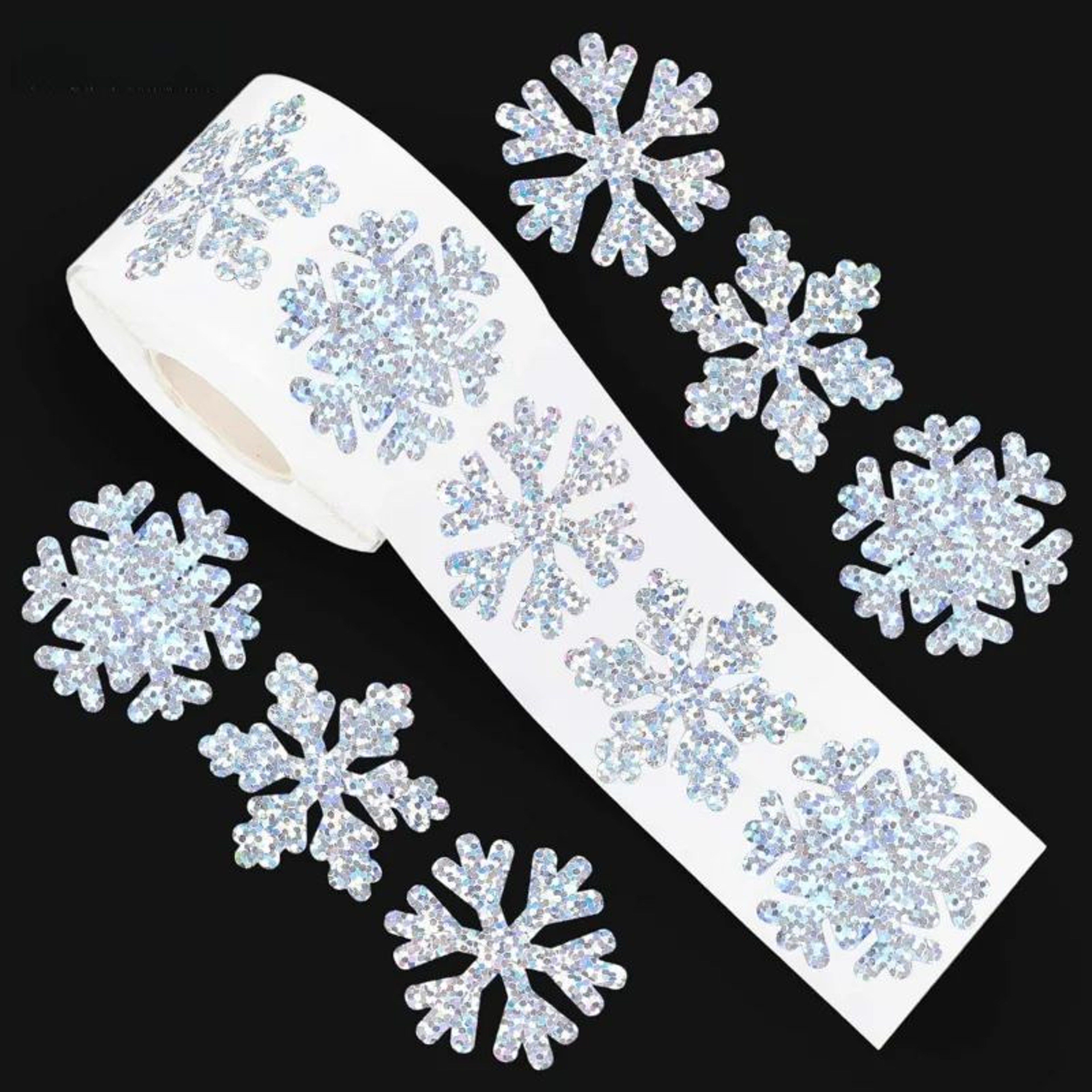 500pcs Winter Snowflake Sticker Roll  Waterproof Christmas Gift Wrapping  Holiday Decoration Labels 4
