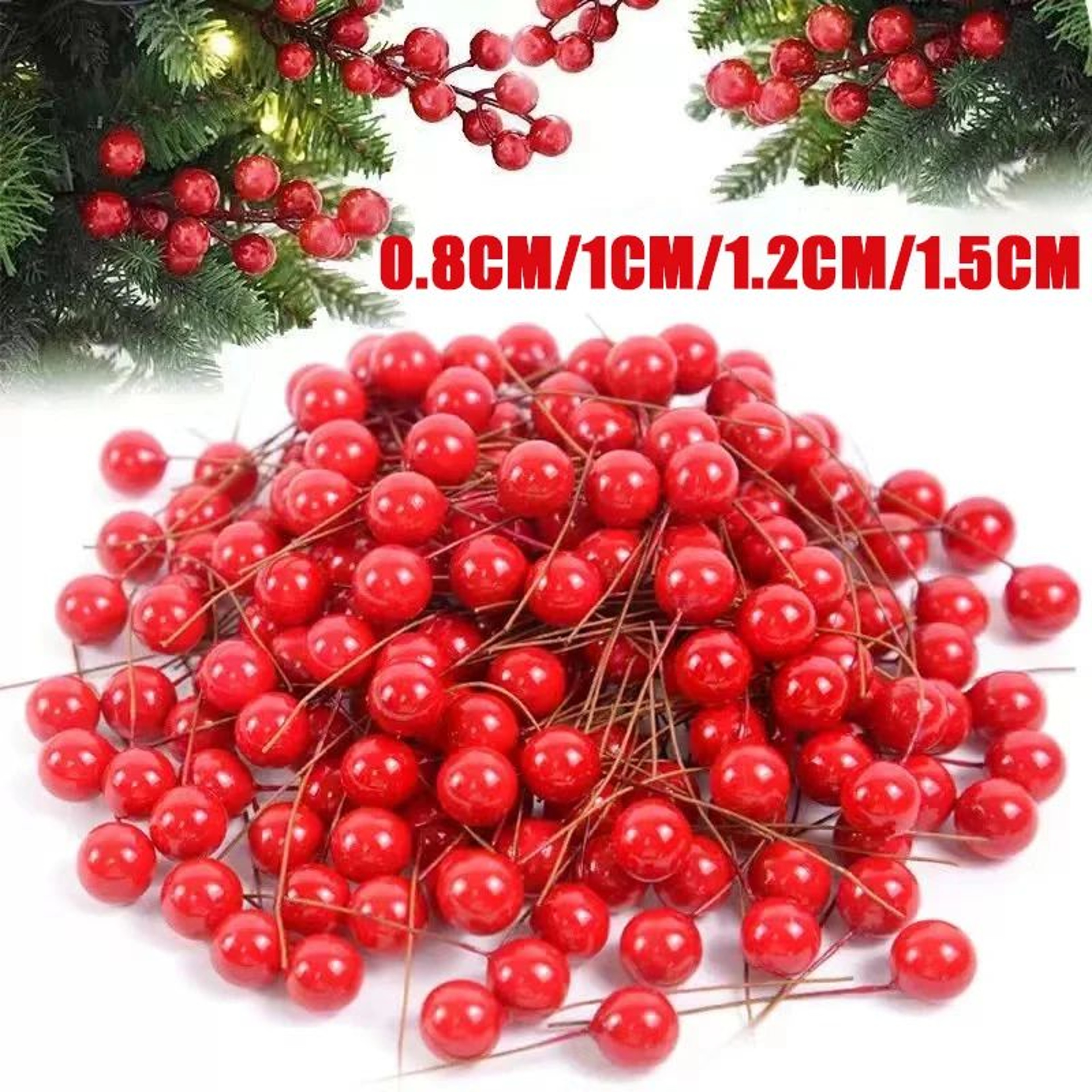 Artificial Red Berry Stems For Christmas Decor  Mini Fake Cherry Berries For DIY Wreaths  Floral Ar