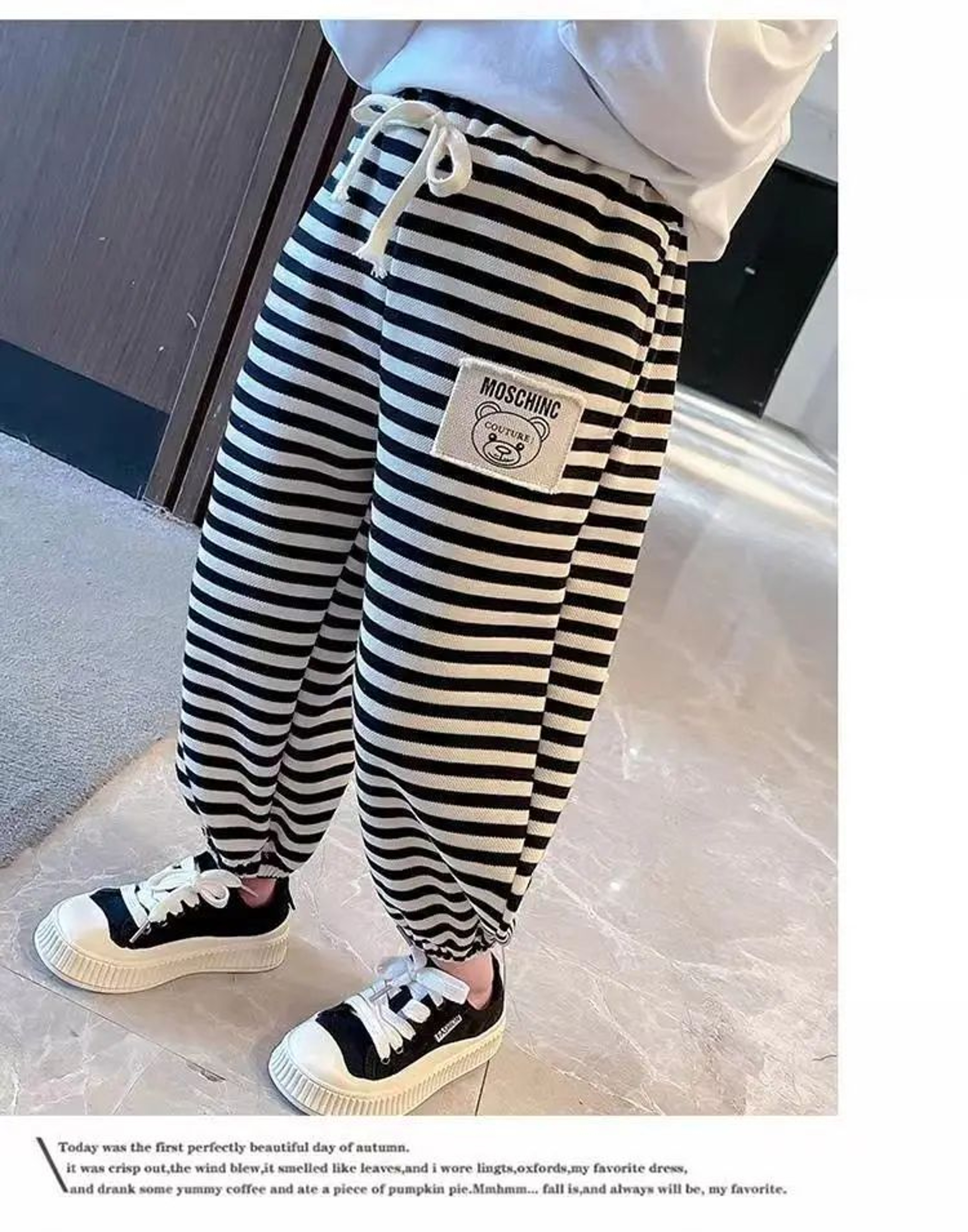 CozyStride Kids Striped Jogger Pants  Thermal Drawstring Toddler Sweatpants For Boys  Girls 46Y 1