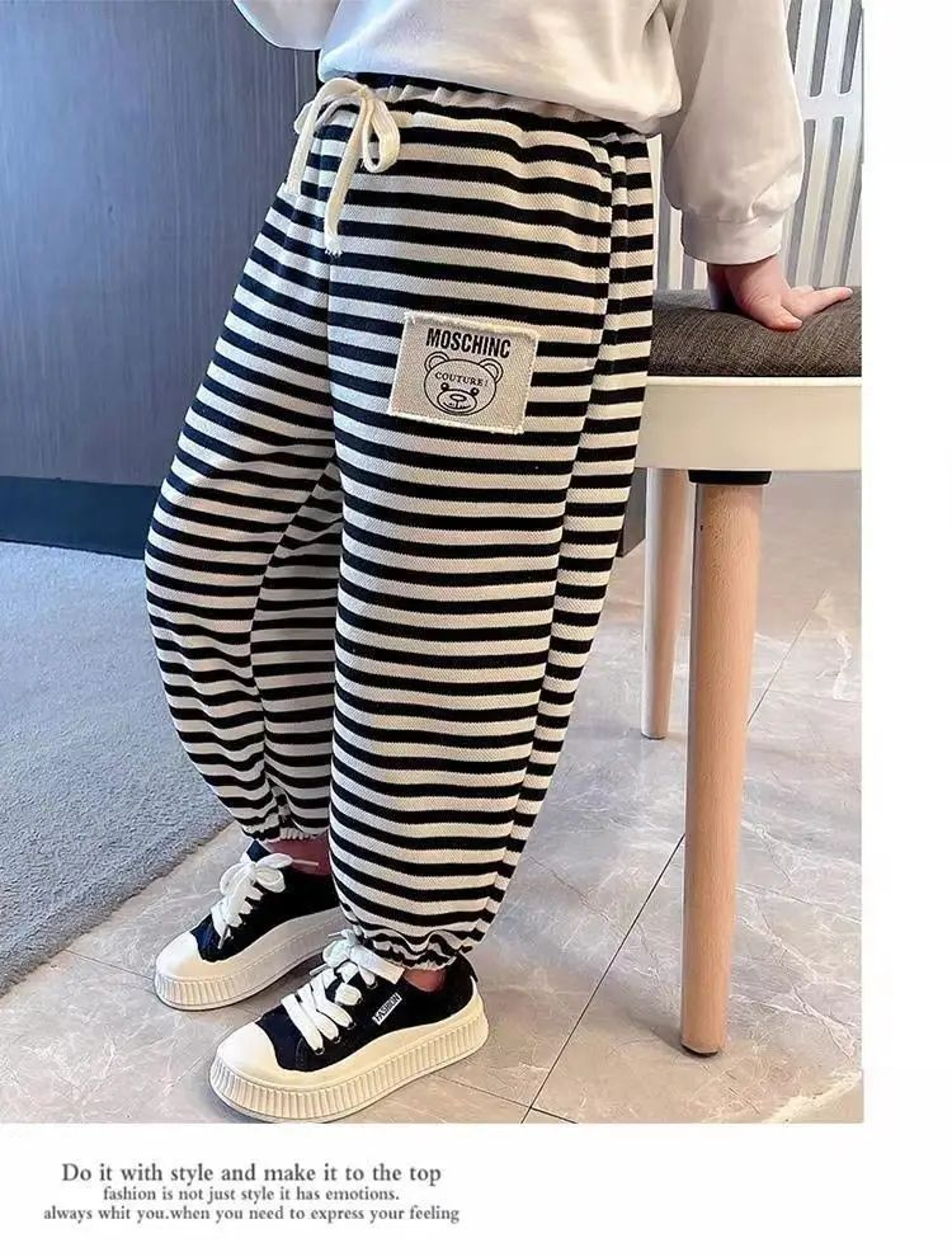 CozyStride Kids Striped Jogger Pants  Thermal Drawstring Toddler Sweatpants For Boys  Girls 46Y 3