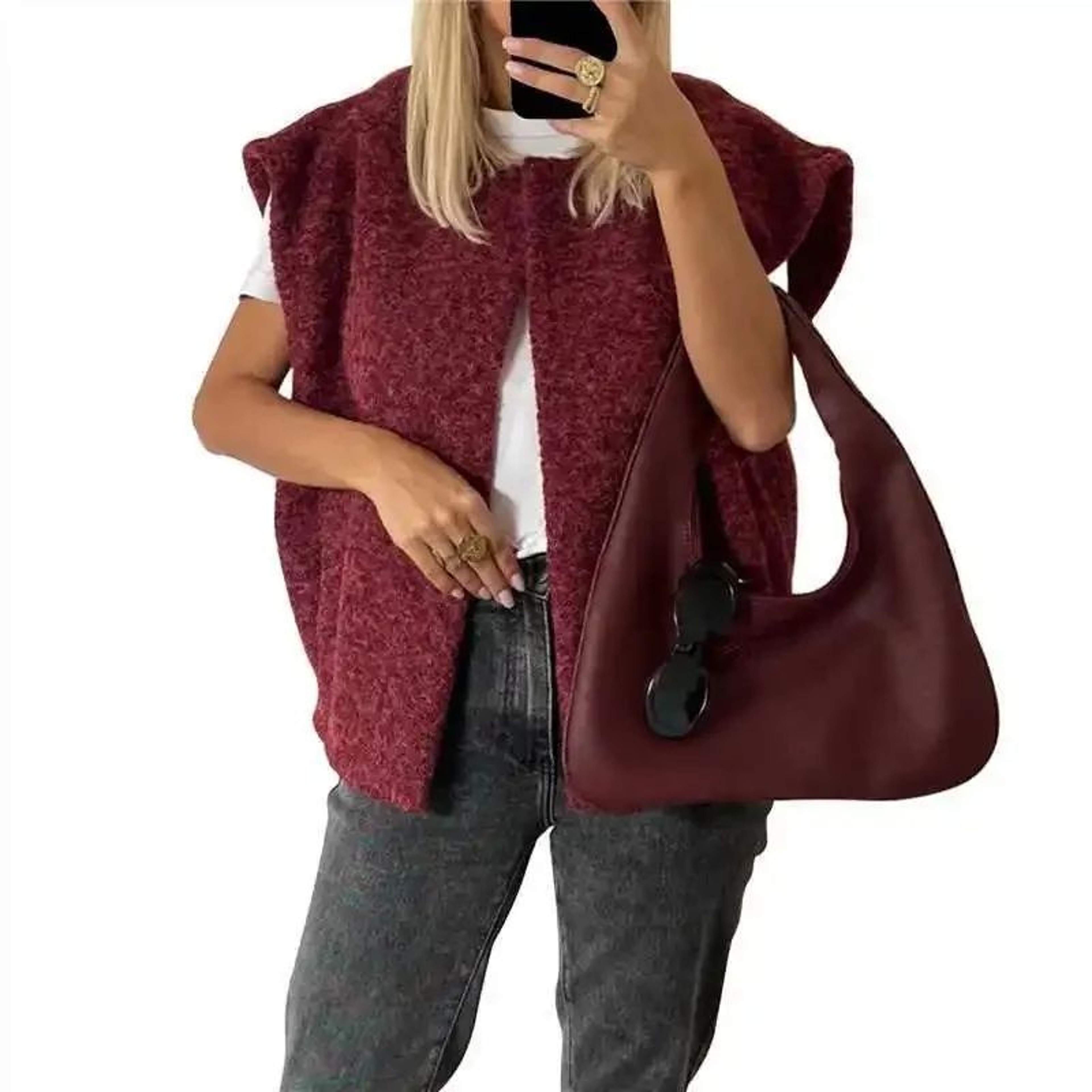 Dongdaemun Elegant DoubleSided Wool Vest  Korean VNeck HandSewn Womens Outerwear Jacket 6