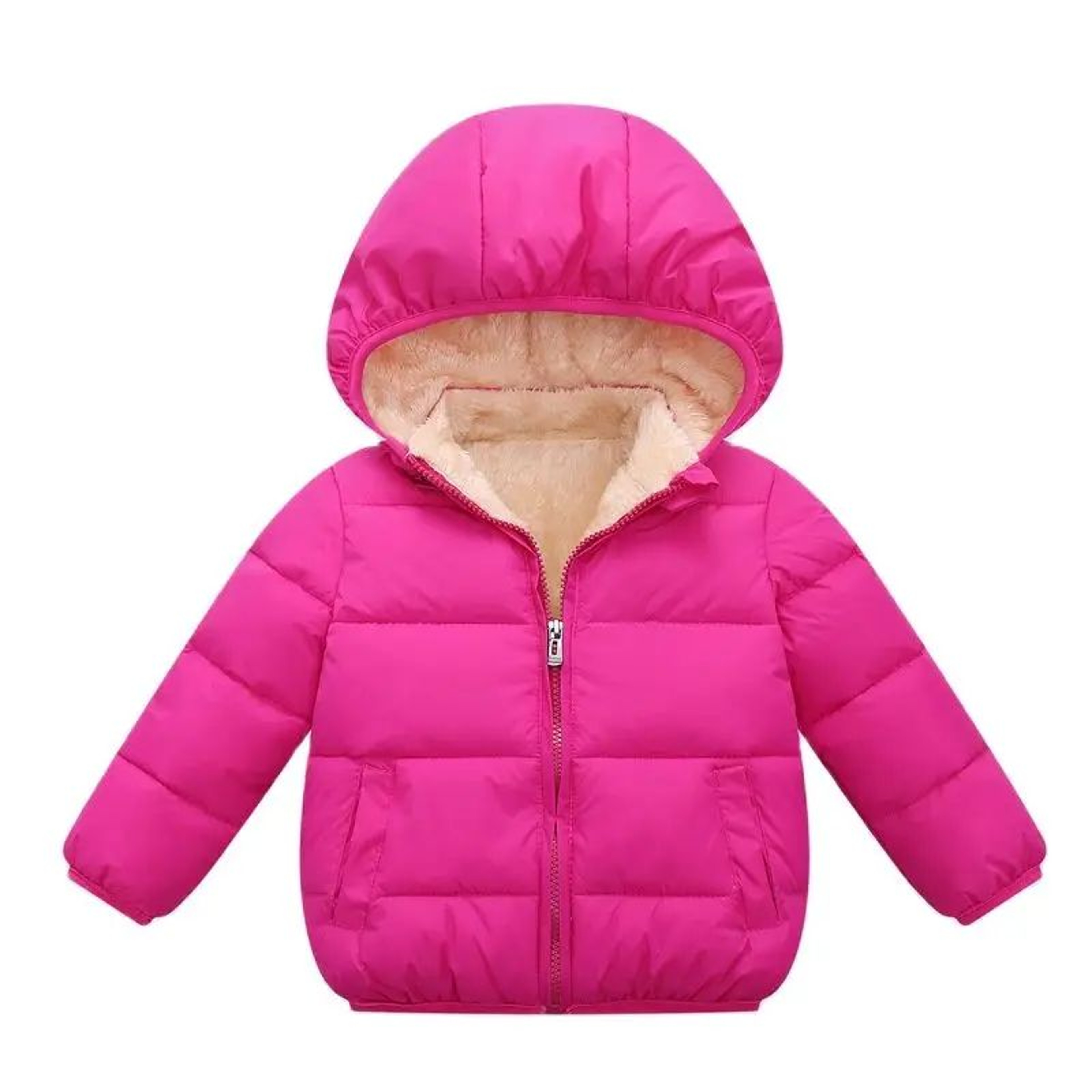 Kids Plush Fur Hooded Winter Jacket  Thick Warm CottonPadded Coat For Boys  Girls 36Y 2