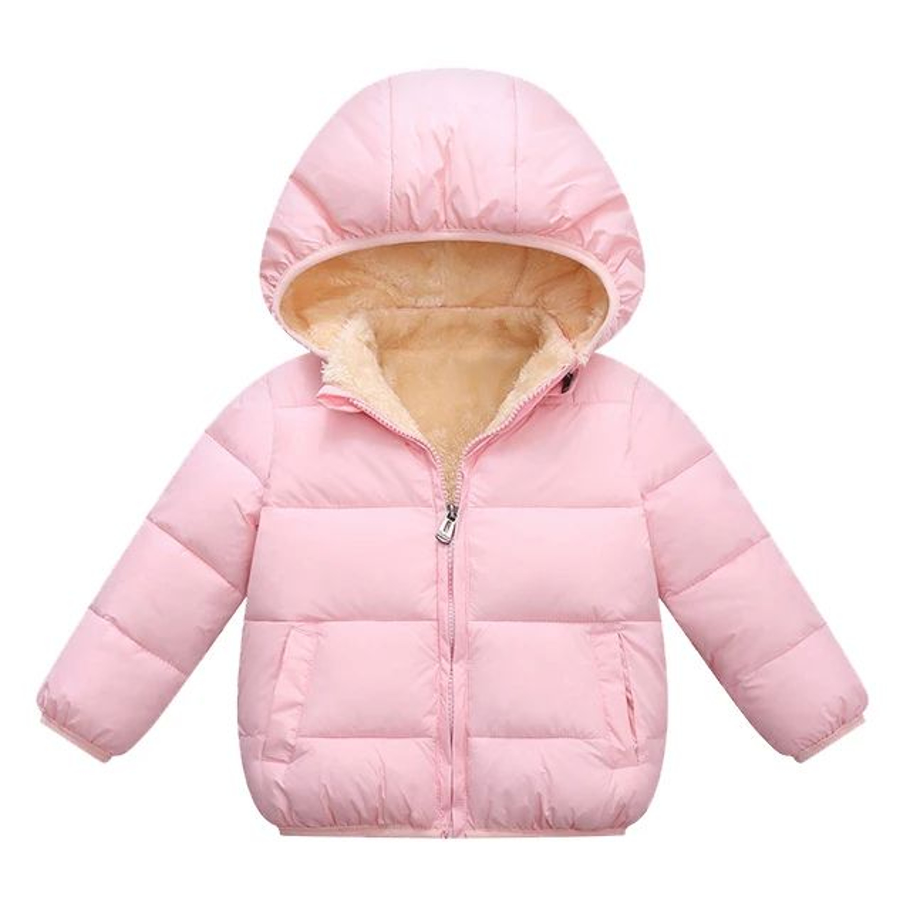 Kids Plush Fur Hooded Winter Jacket  Thick Warm CottonPadded Coat For Boys  Girls 36Y 10