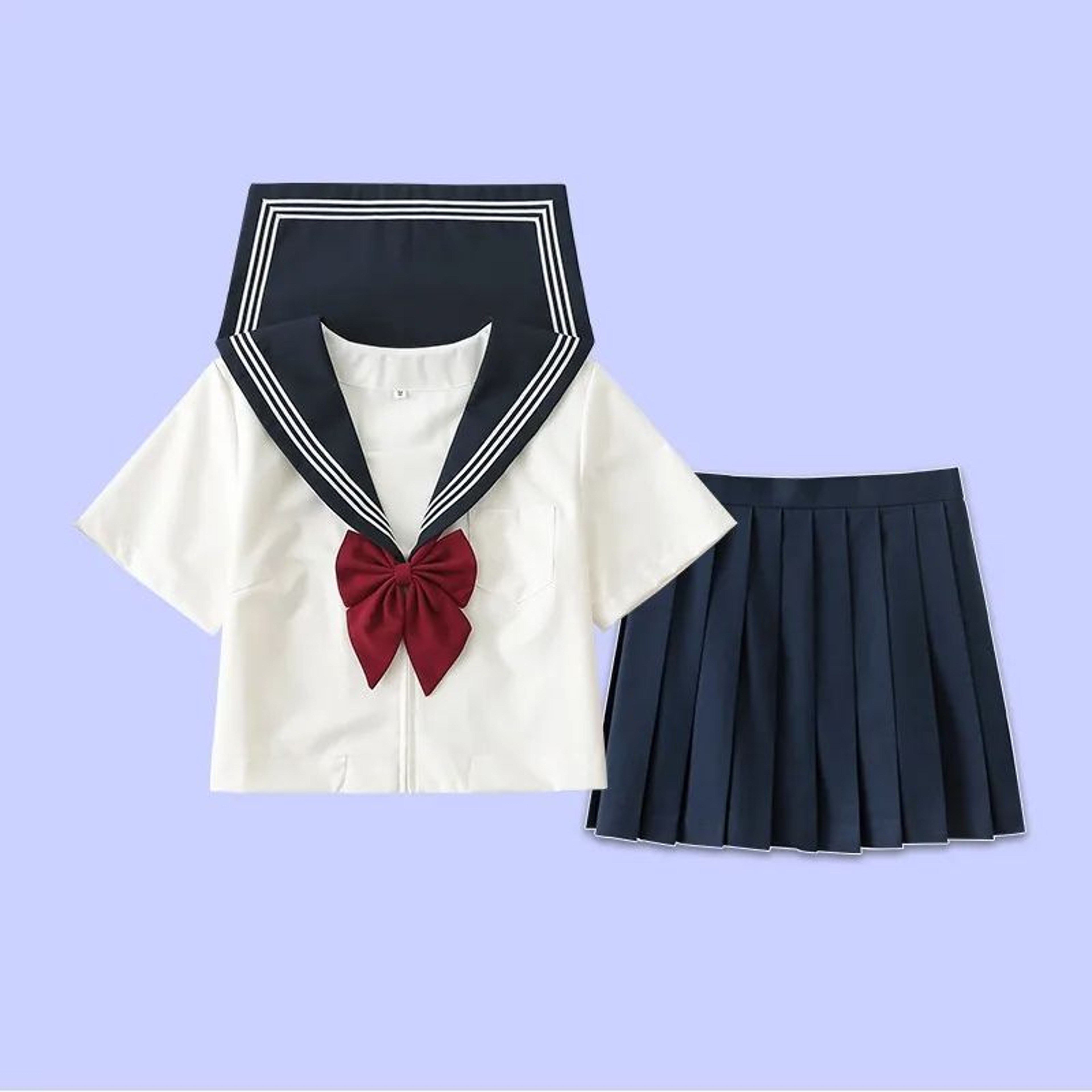 Womens Japanese JK Sailor School Uniform Set  Classic Long Sleeve Anime Cosplay Outfit With Red Tie 6