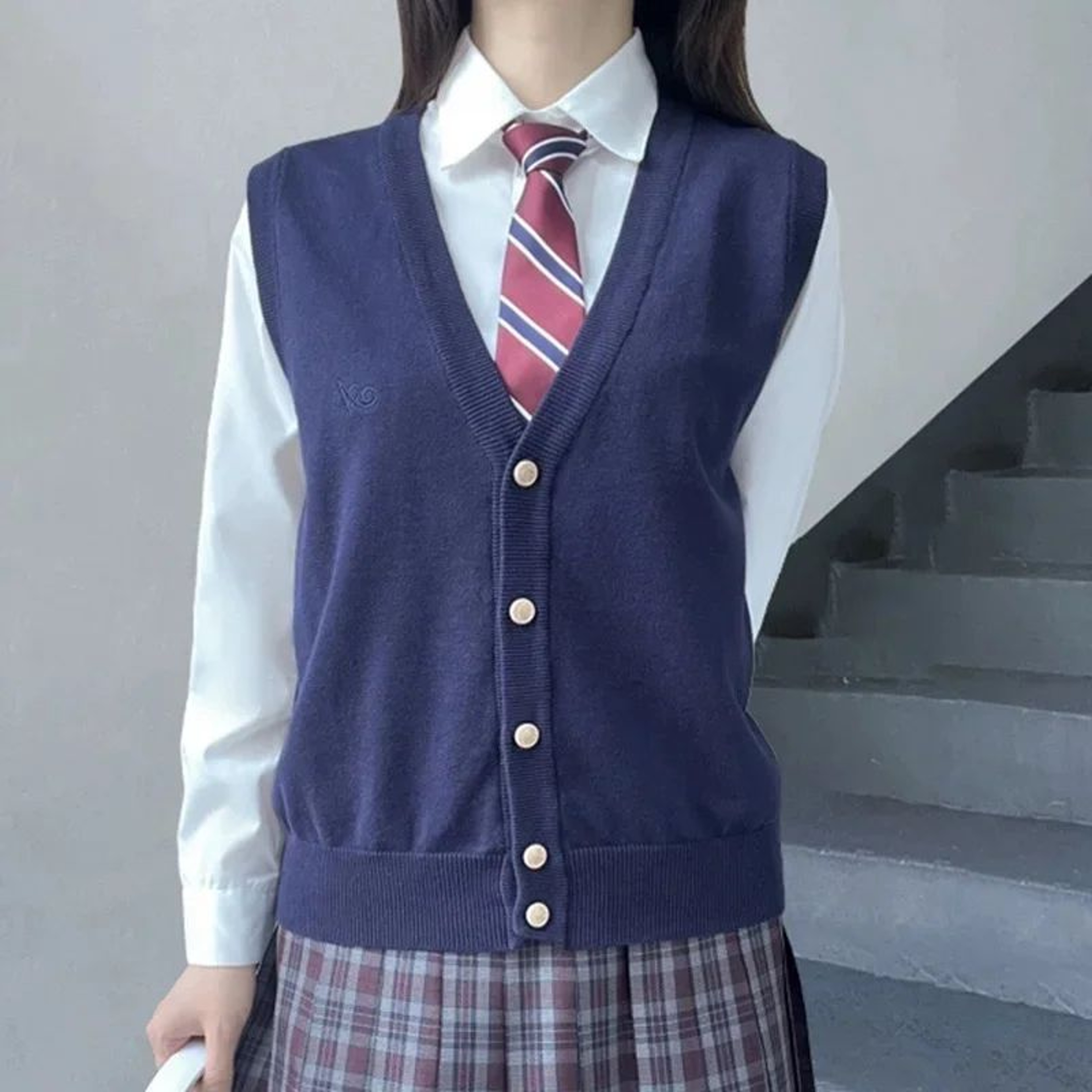 Japanese JK School Uniform Knit Vest Cardigan  Korean Gyaru Style Student Sweater For Women 1