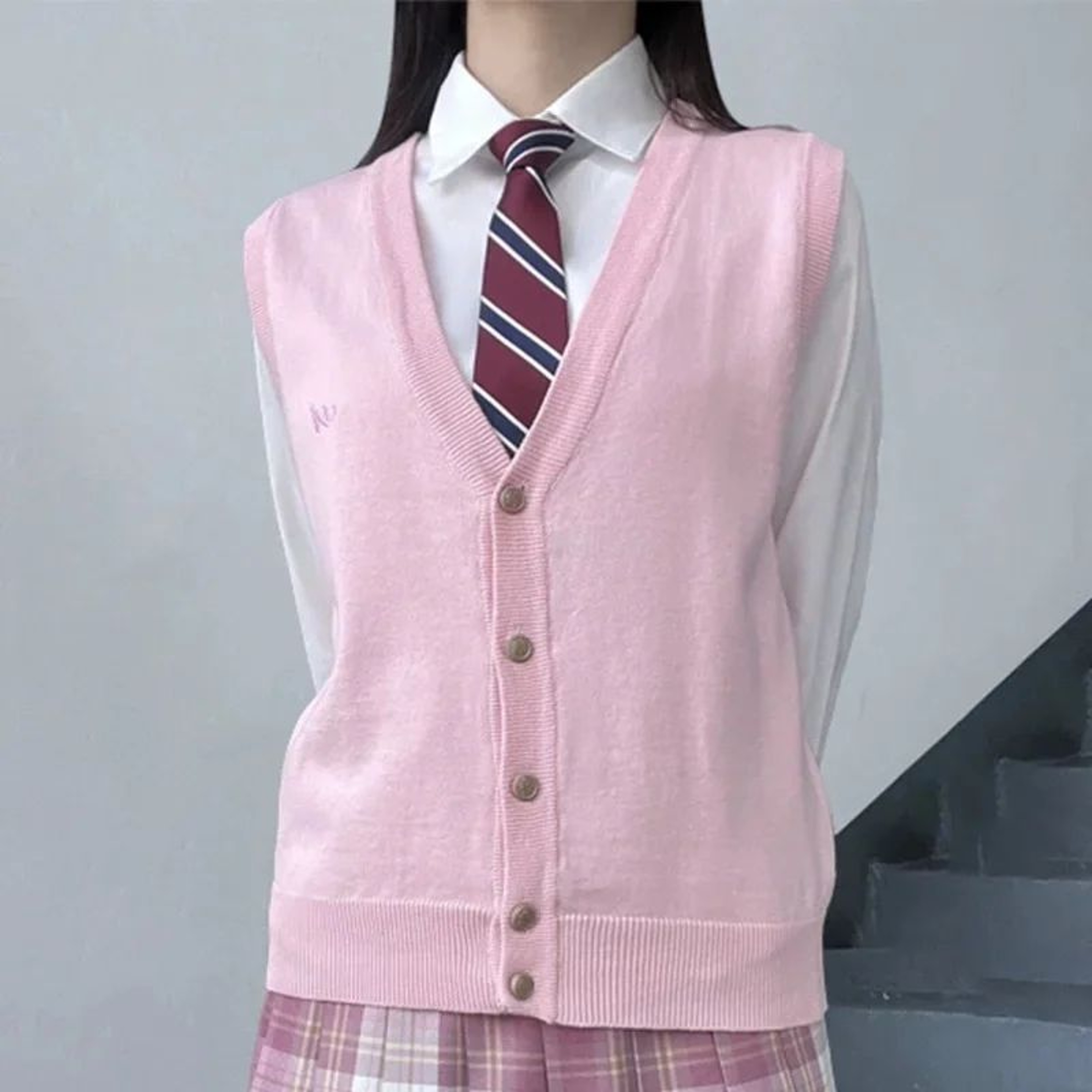 Japanese JK School Uniform Knit Vest Cardigan  Korean Gyaru Style Student Sweater For Women 2