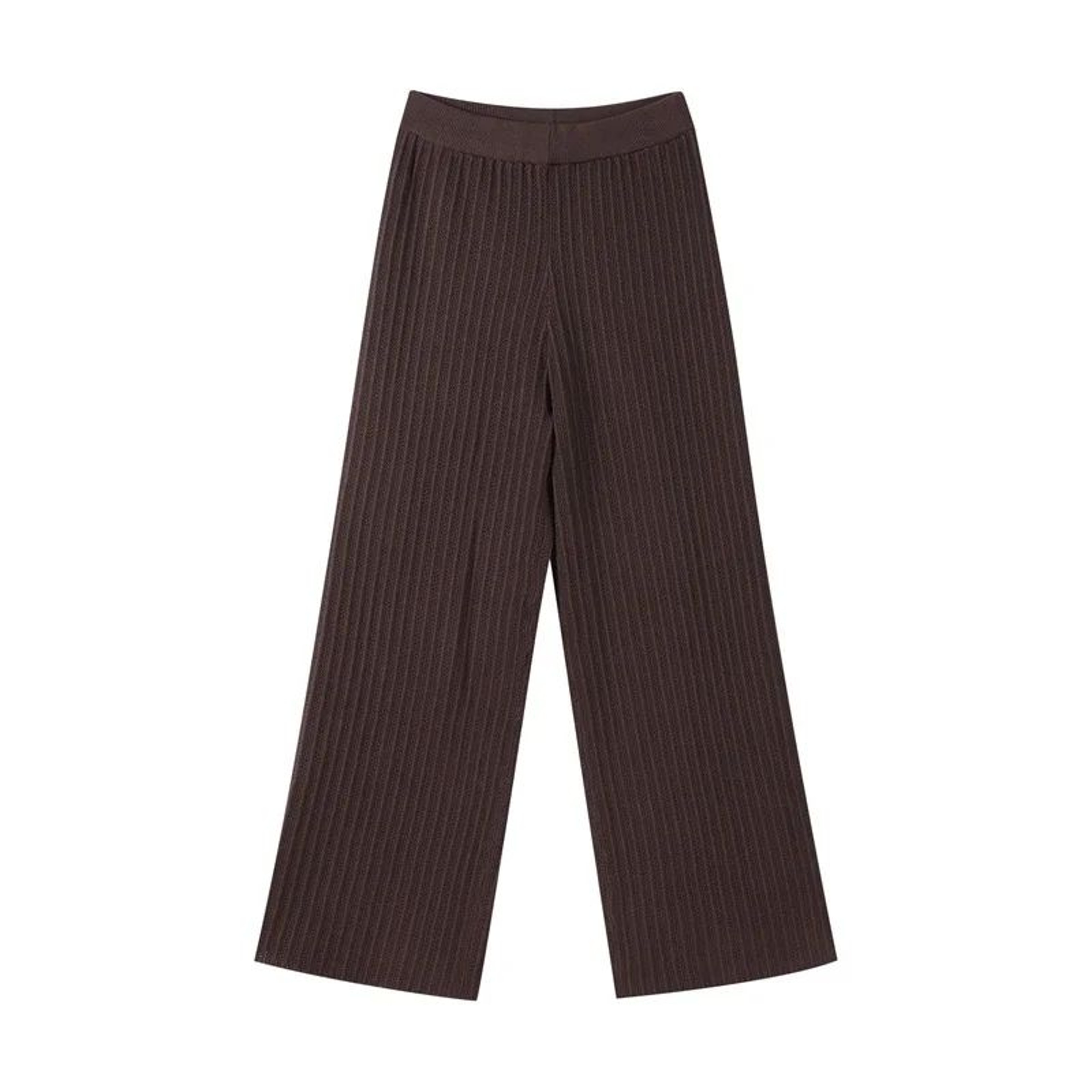 Womens Vintage Knit Cardigan  Straight Pants Set  Brown Loose Fit 2Piece Fashion Suit 8
