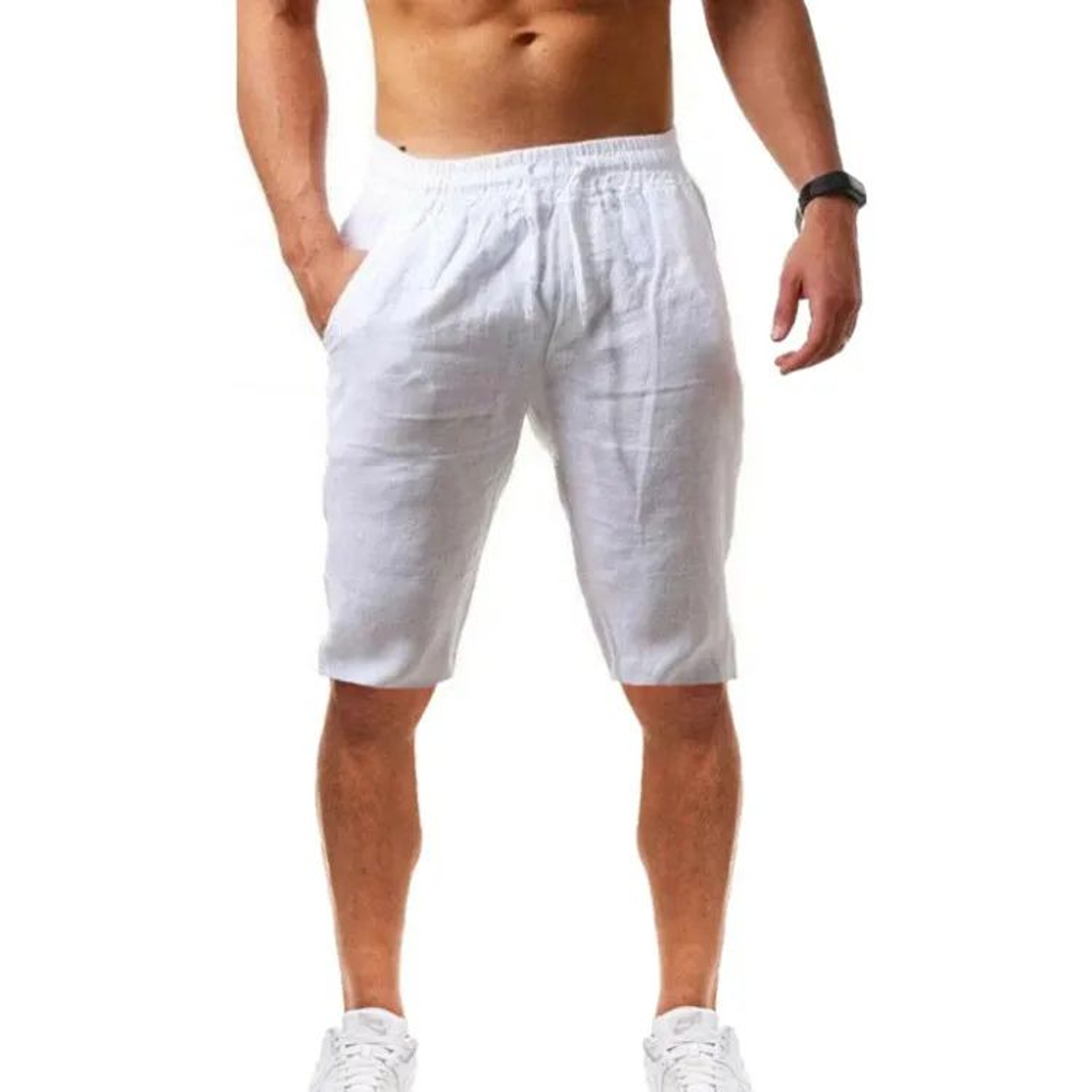 Mens Cotton Linen Sport Jogger Pants  Breathable Summer Gym  Casual Training Sweatpants 19
