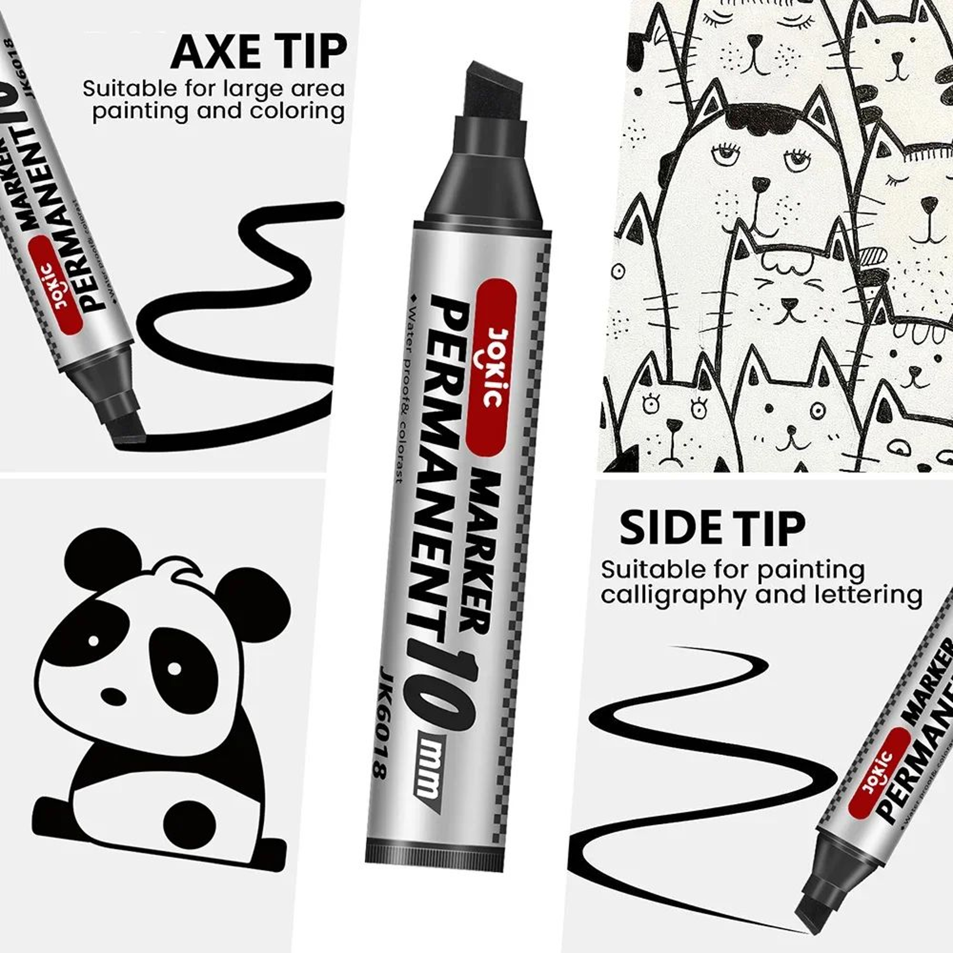 Permanent Marker Pen Set  Waterproof Dual Tip Color Markers With Fine  10mm Broad Nib 0