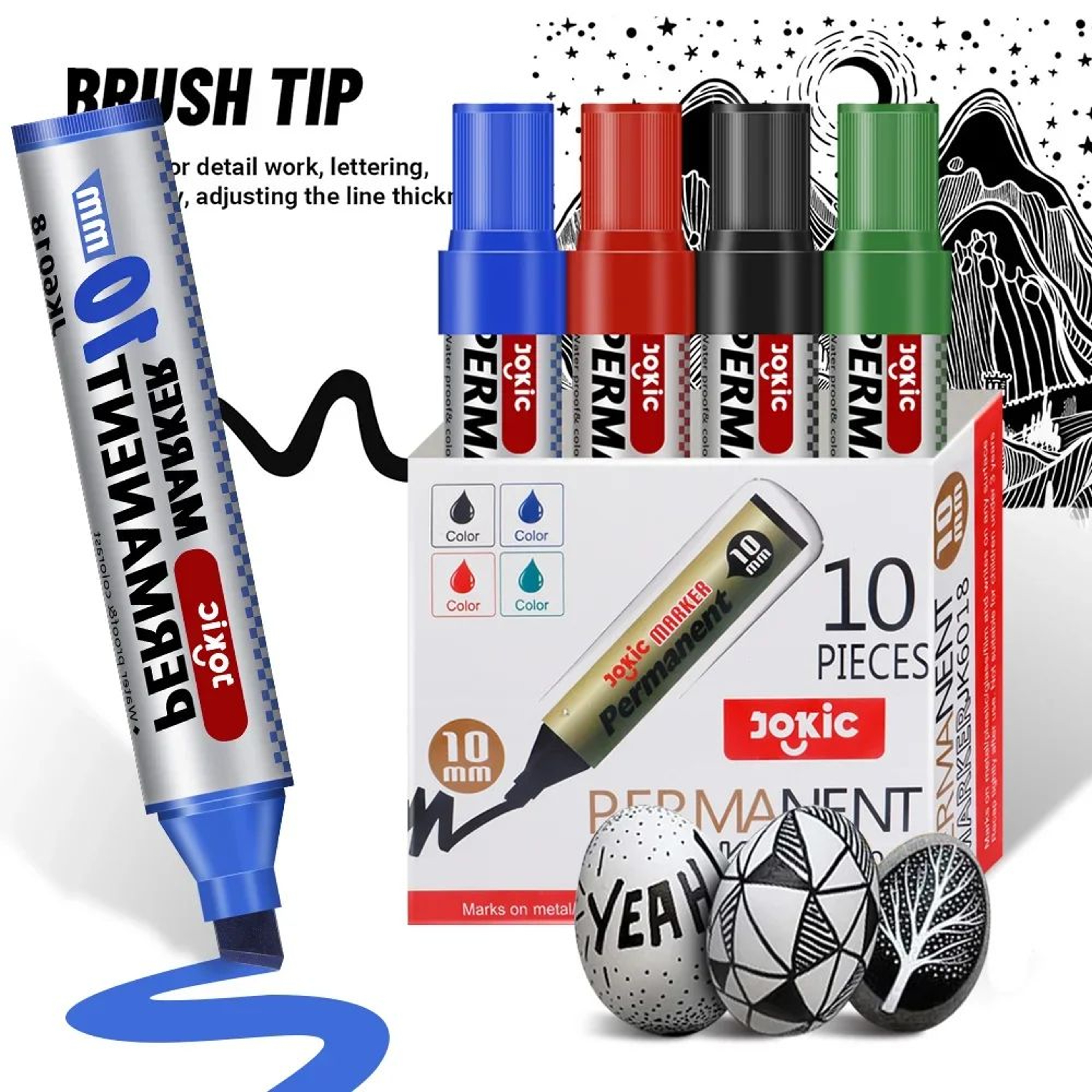 Permanent Marker Pen Set  Waterproof Dual Tip Color Markers With Fine  10mm Broad Nib 2