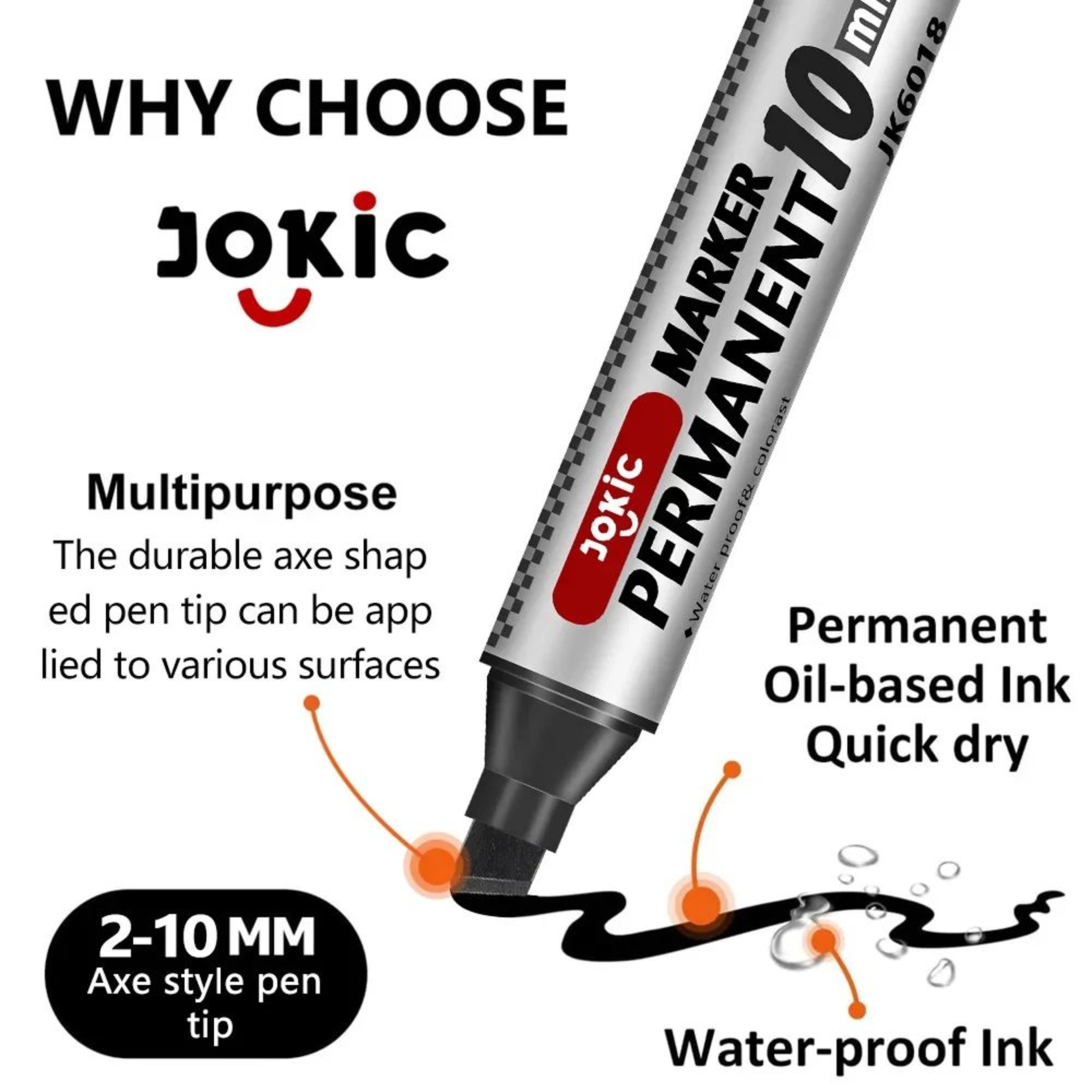 Permanent Marker Pen Set  Waterproof Dual Tip Color Markers With Fine  10mm Broad Nib 5