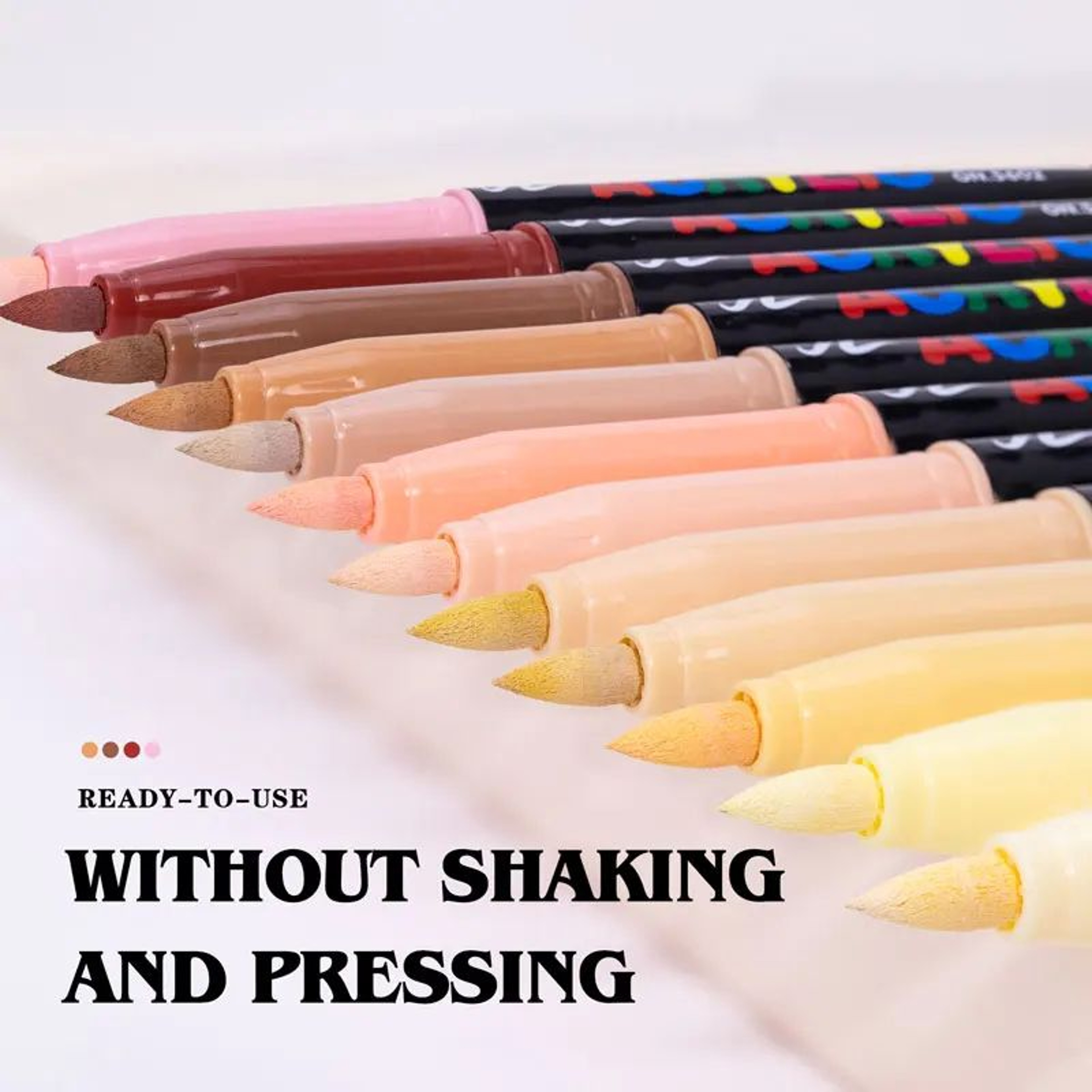 12Color Skin Tone Acrylic Brush Markers  Waterproof Soft Nylon Tip Art Pens For Portrait Drawing 3