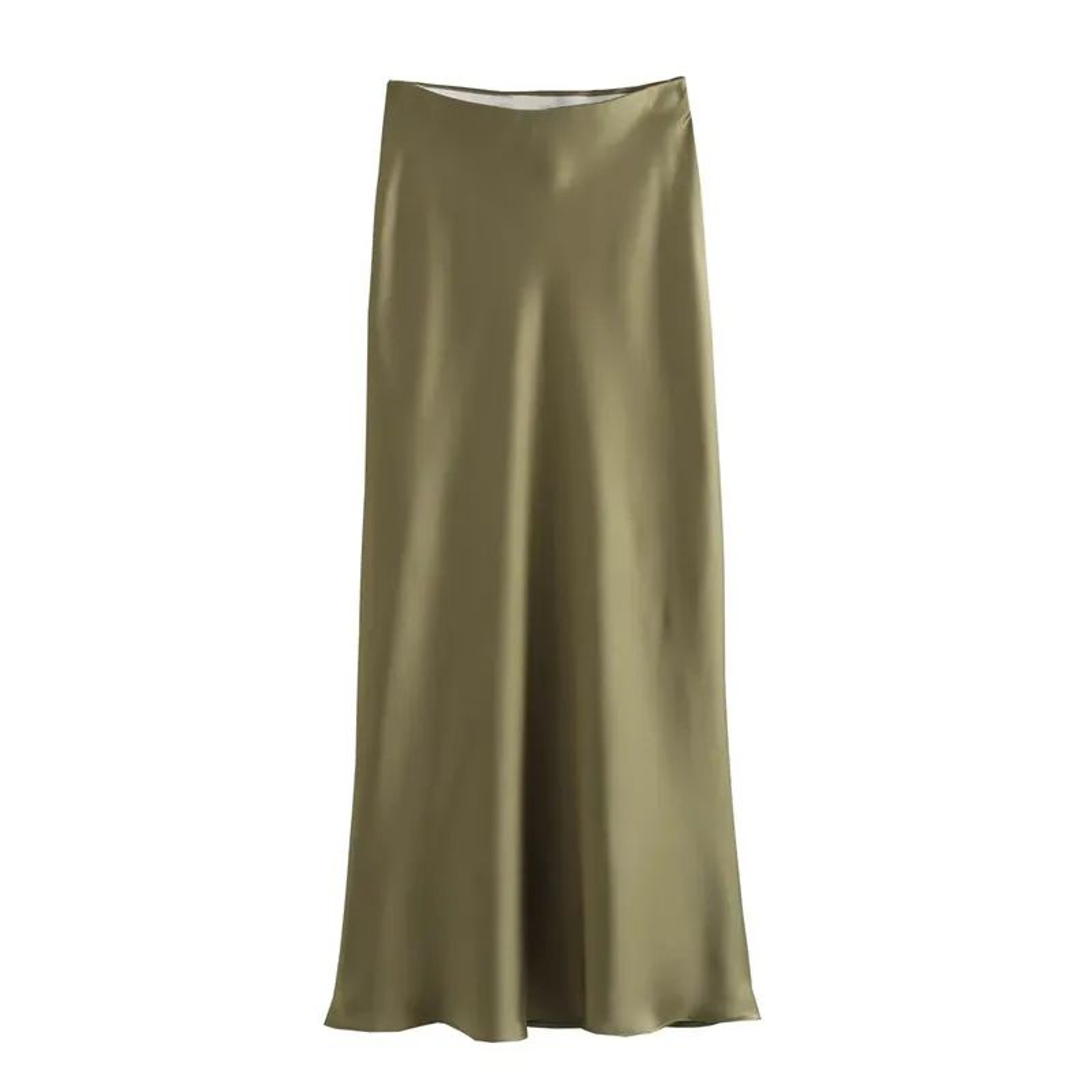 Womens High Waist Satin Midi Skirt  Elegant Office Lady Summer Skirt MidCalf Length 4