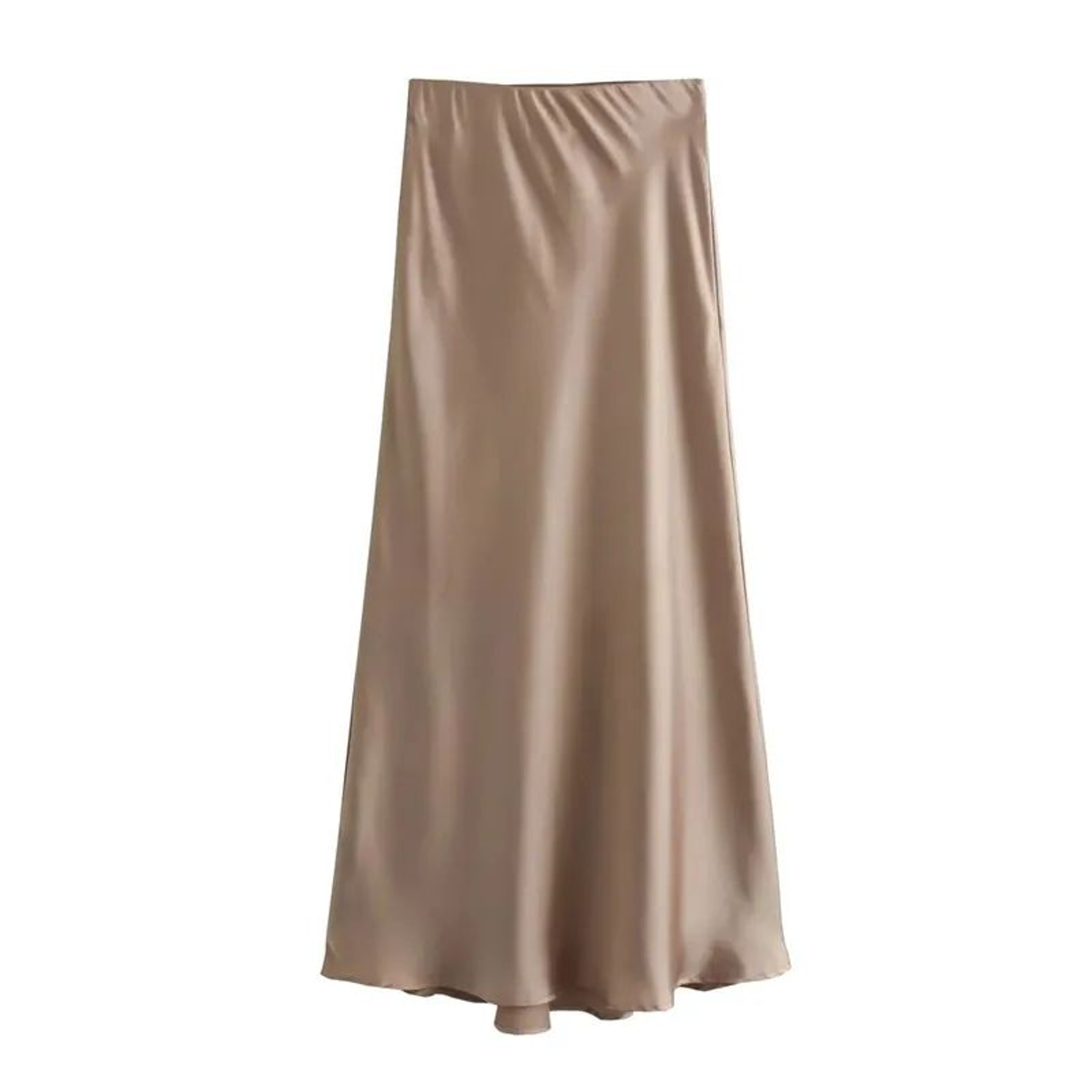 Womens High Waist Satin Midi Skirt  Elegant Office Lady Summer Skirt MidCalf Length 8