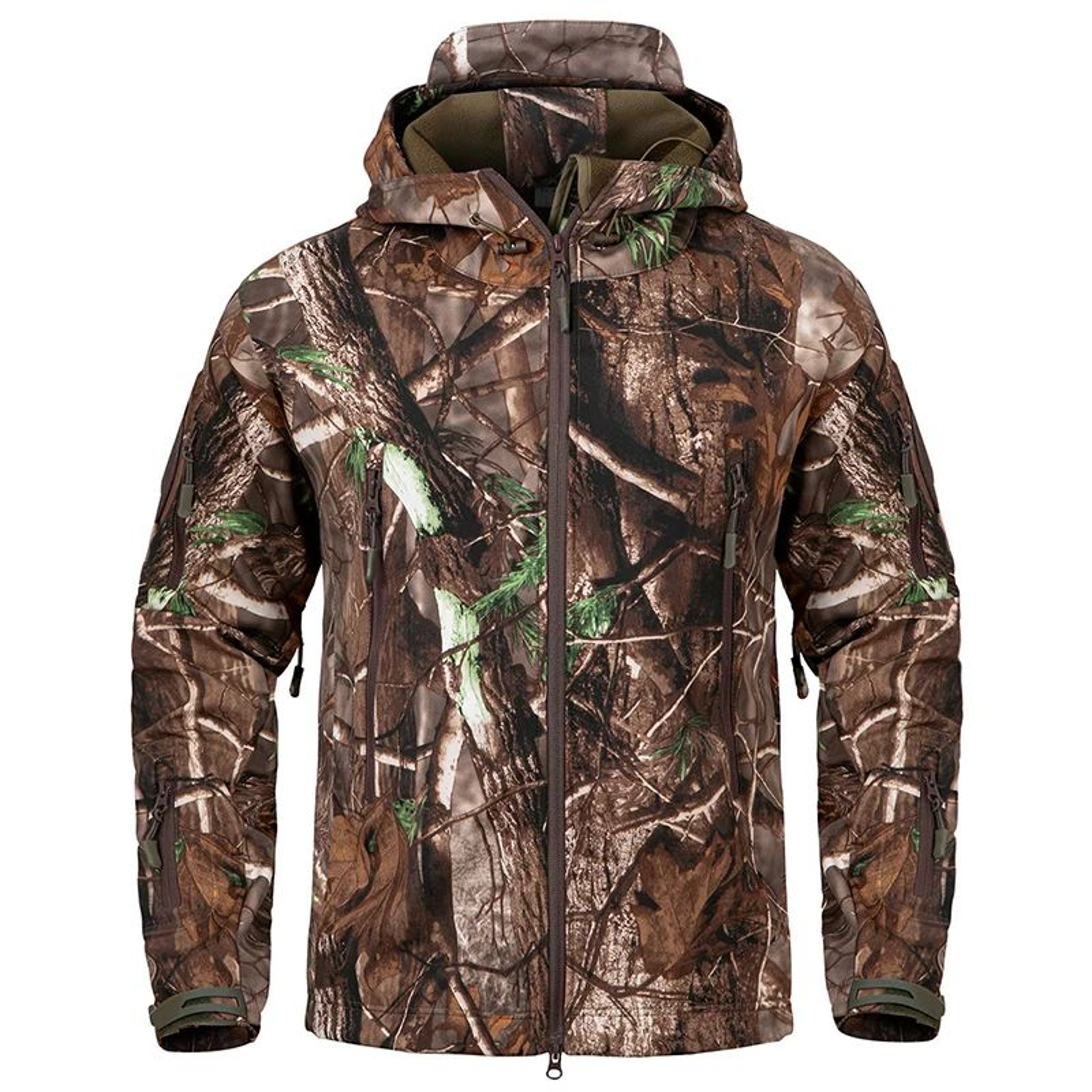 Mens Camouflage Softshell Tactical Hunting Jacket  Waterproof Windproof Fleece Hooded Outdoor Coat 5