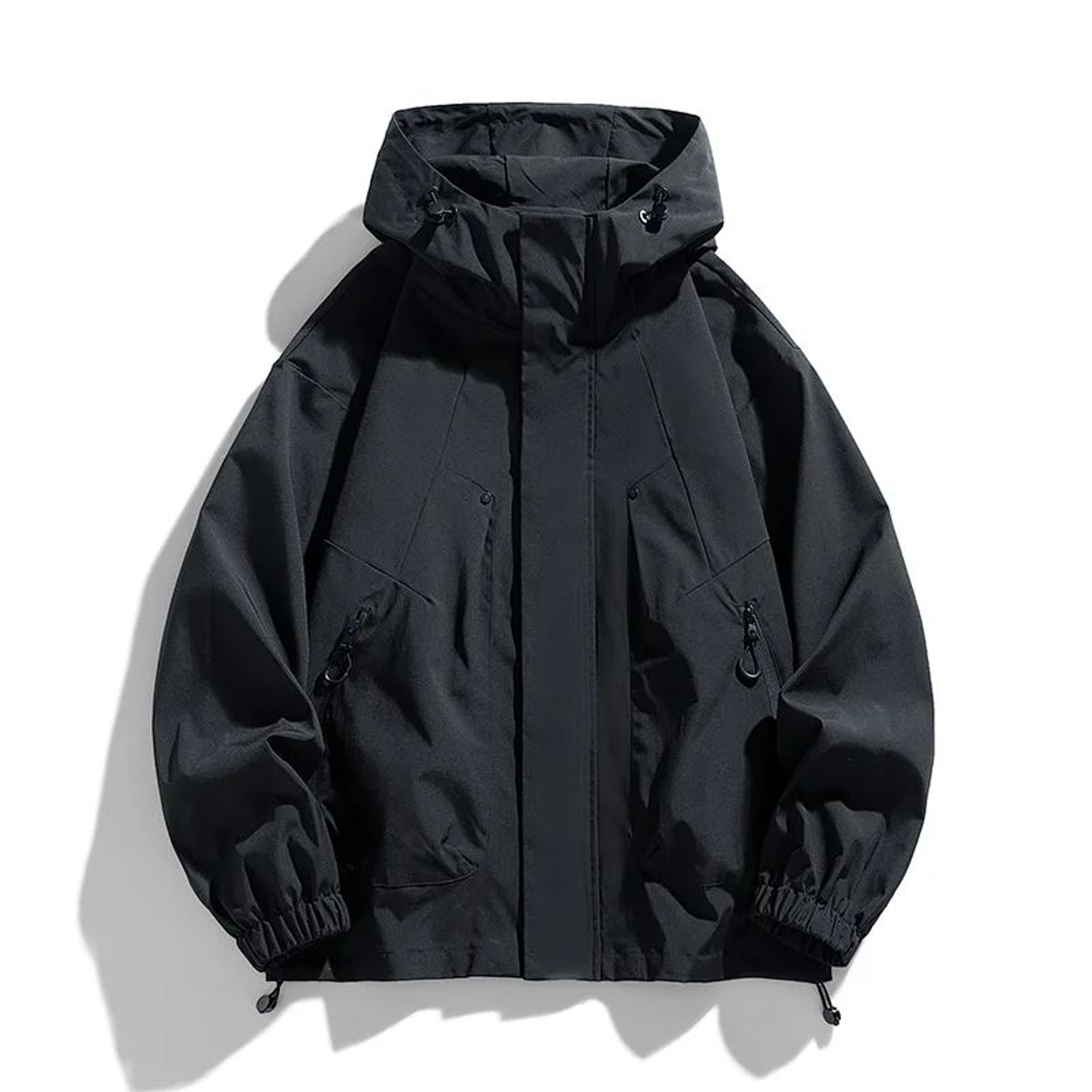 Mens Plus Size Hooded Windbreaker Jacket  Waterproof Lightweight Softshell Bomber 8