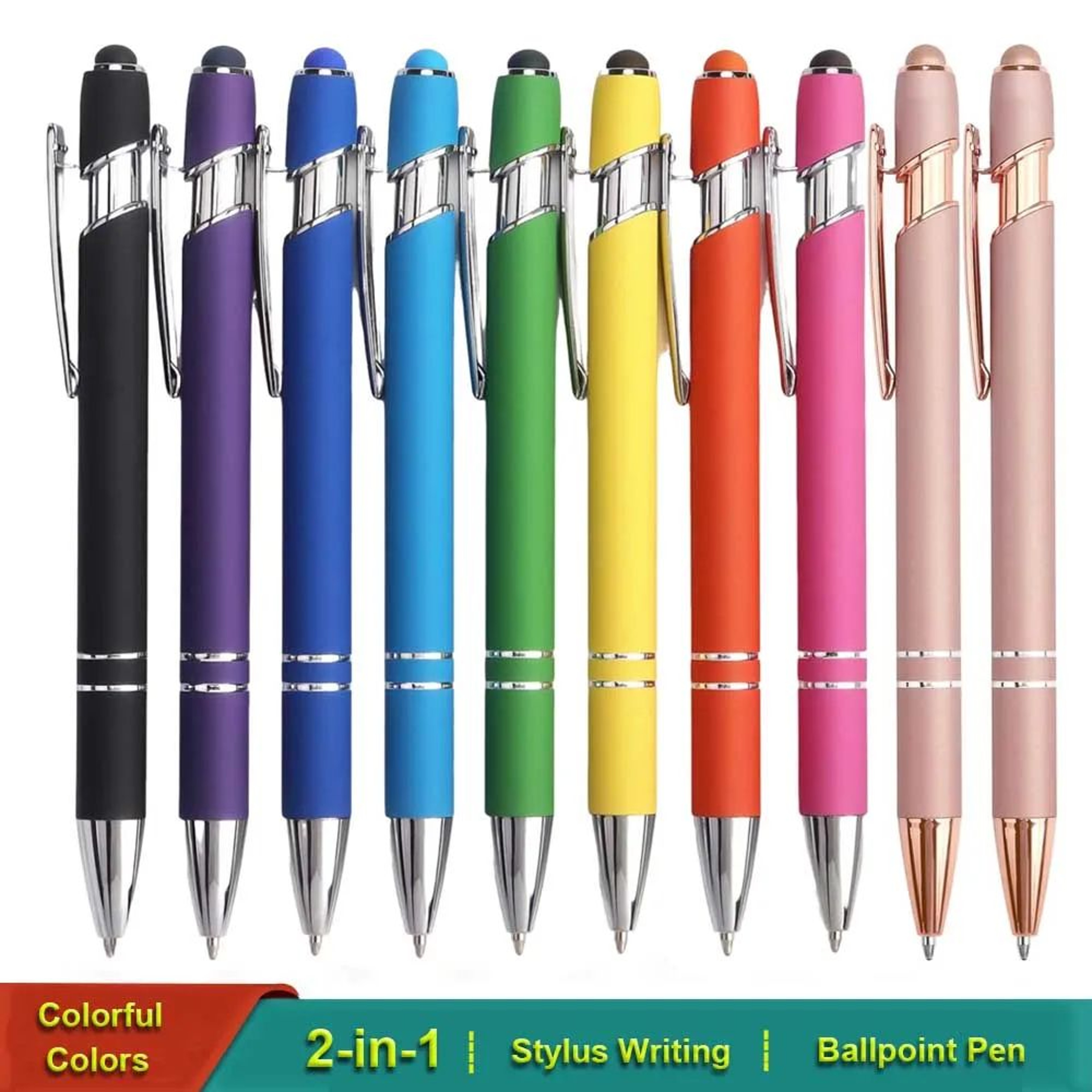 2in1 Stylus Ballpoint Pen Set  Metal Touchscreen  10mm Black Ink Writing Pens 4