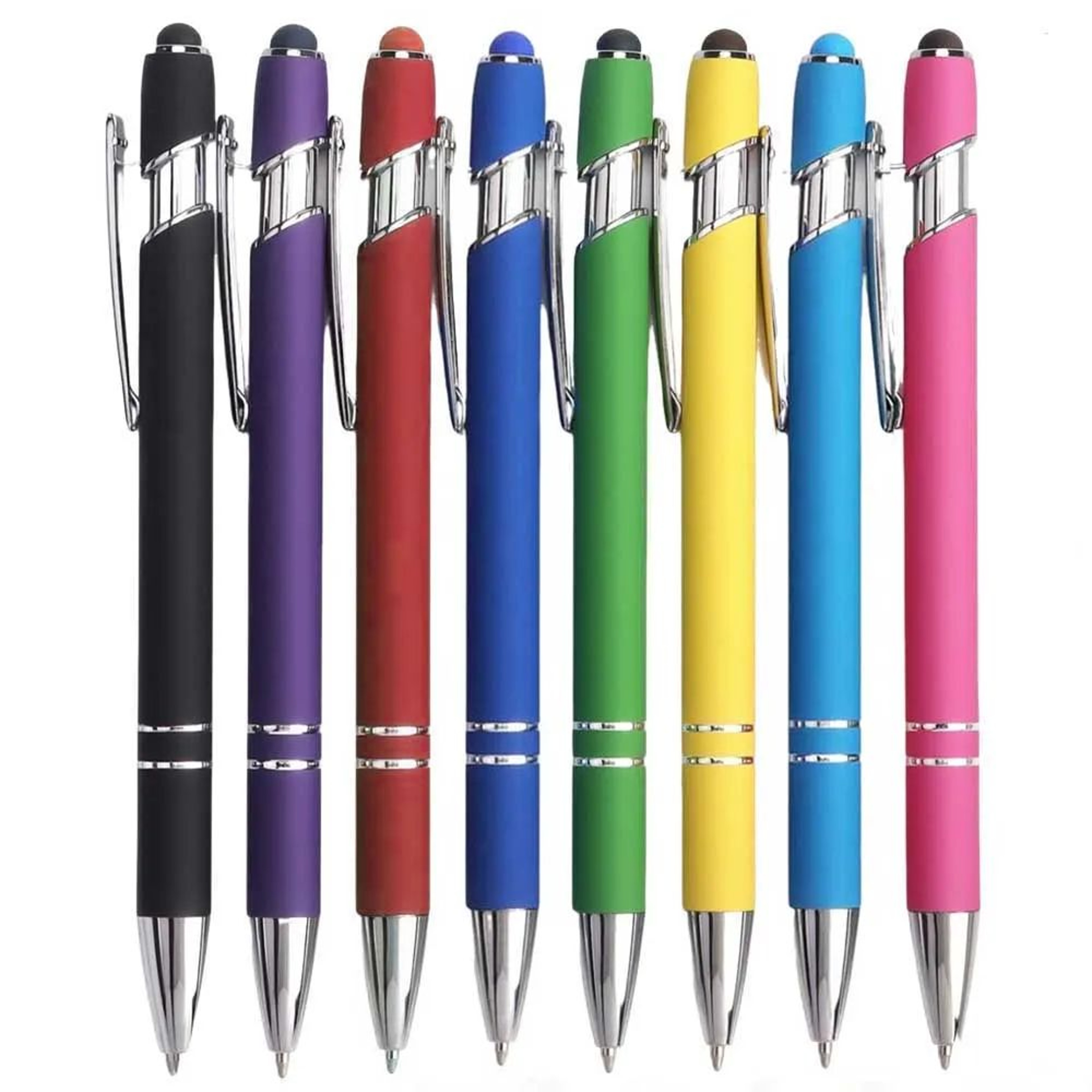 2in1 Stylus Ballpoint Pen Set  Metal Touchscreen  10mm Black Ink Writing Pens 6