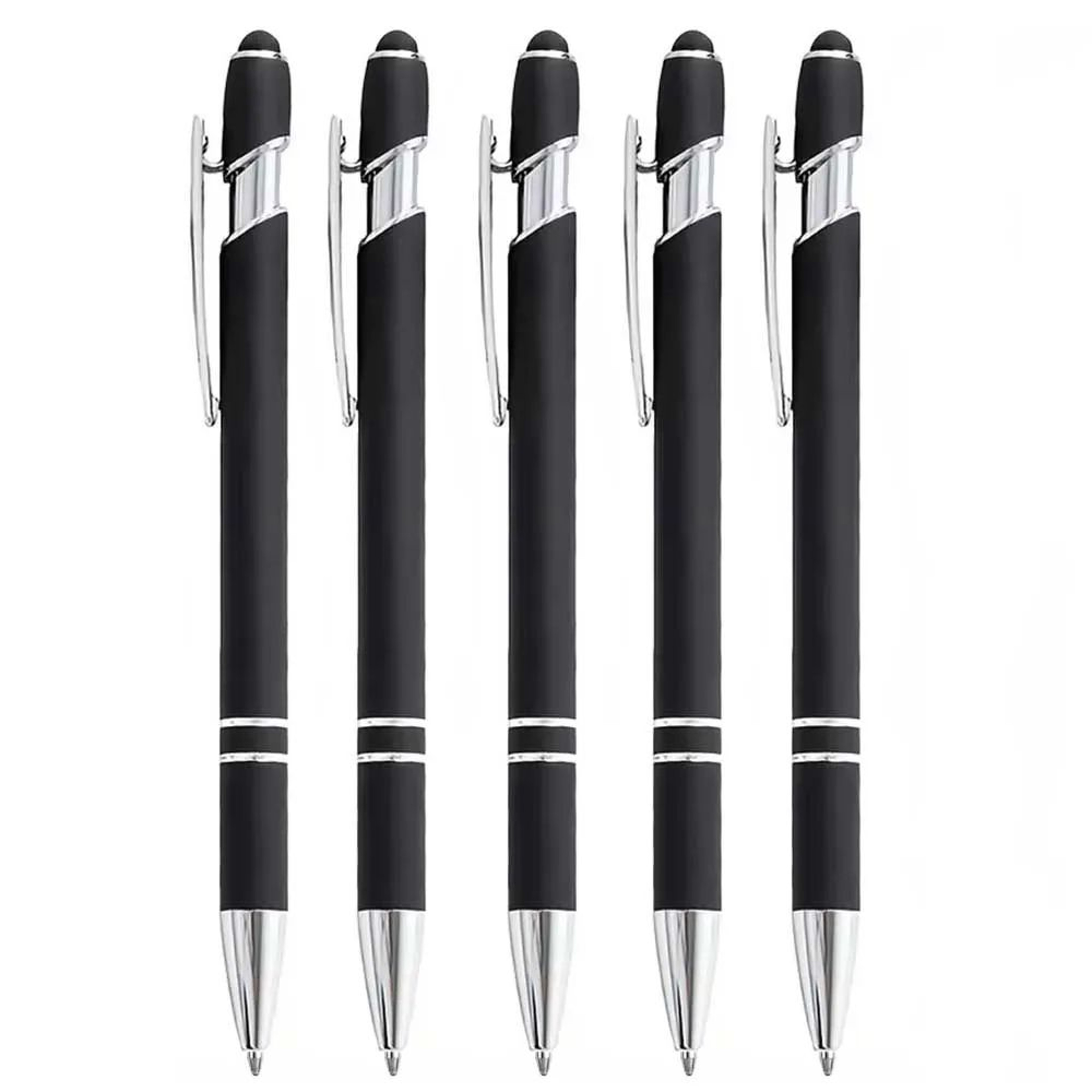 2in1 Stylus Ballpoint Pen Set  Metal Touchscreen  10mm Black Ink Writing Pens 12