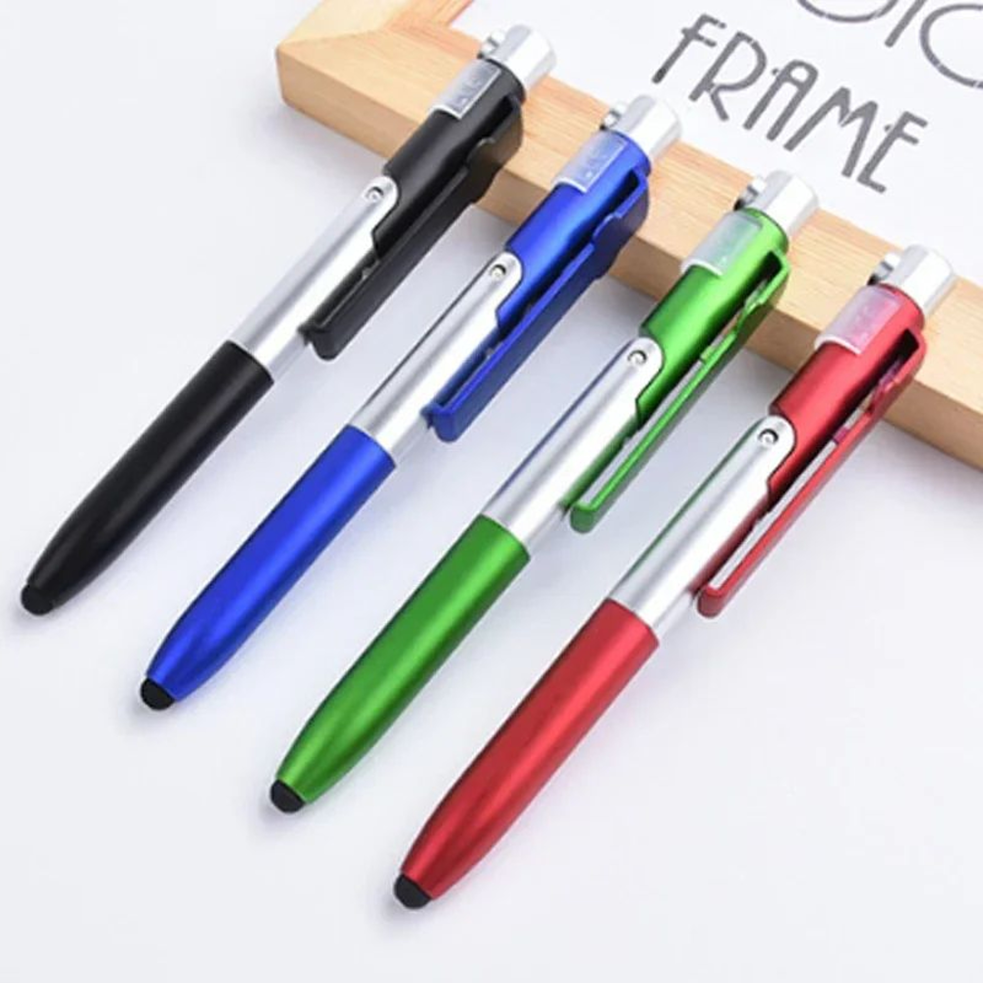 4in1 Multifunction Stylus Ballpoint Pen  Foldable Phone Holder Flashlight  Touchscreen Pen 0