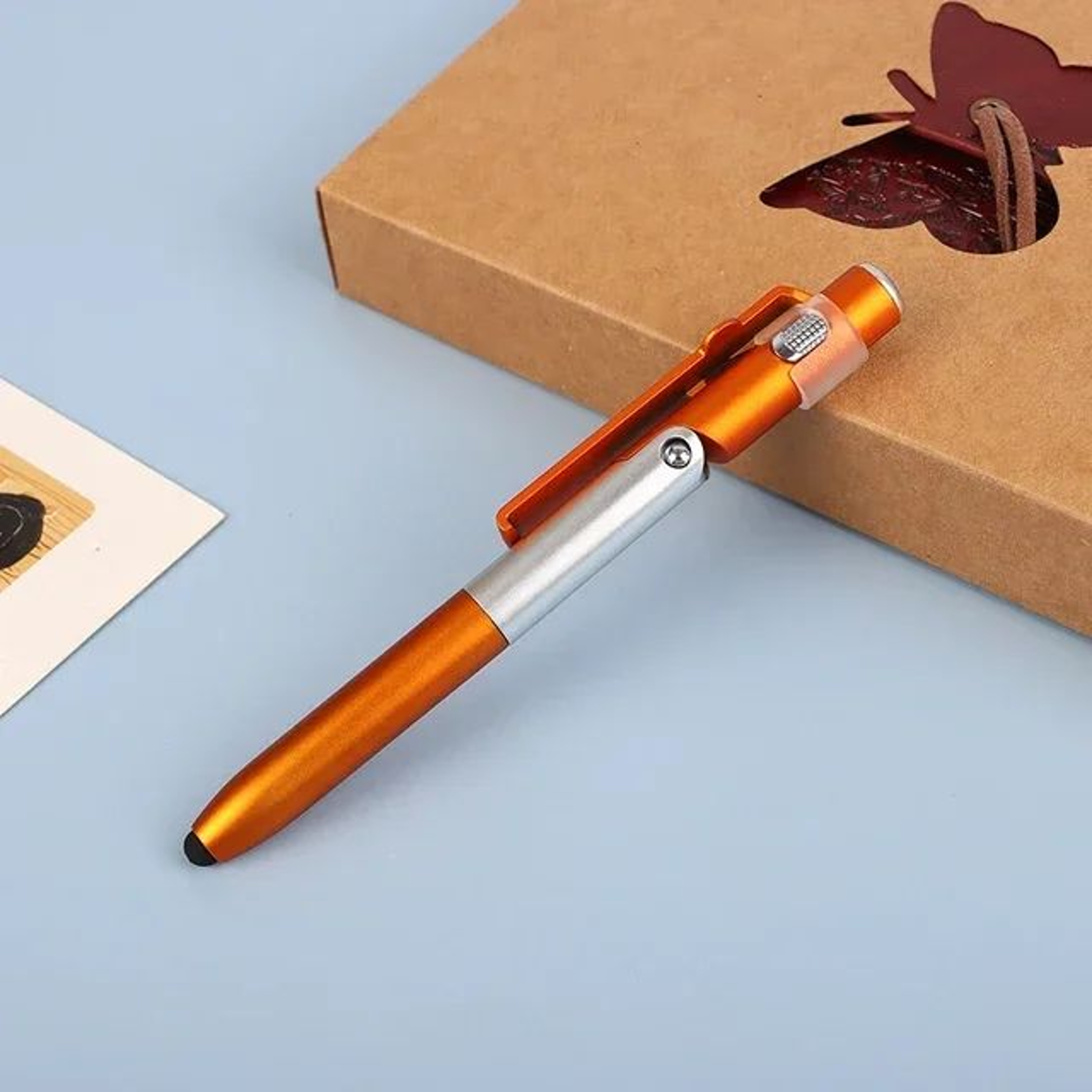4in1 Multifunction Stylus Ballpoint Pen  Foldable Phone Holder Flashlight  Touchscreen Pen 8