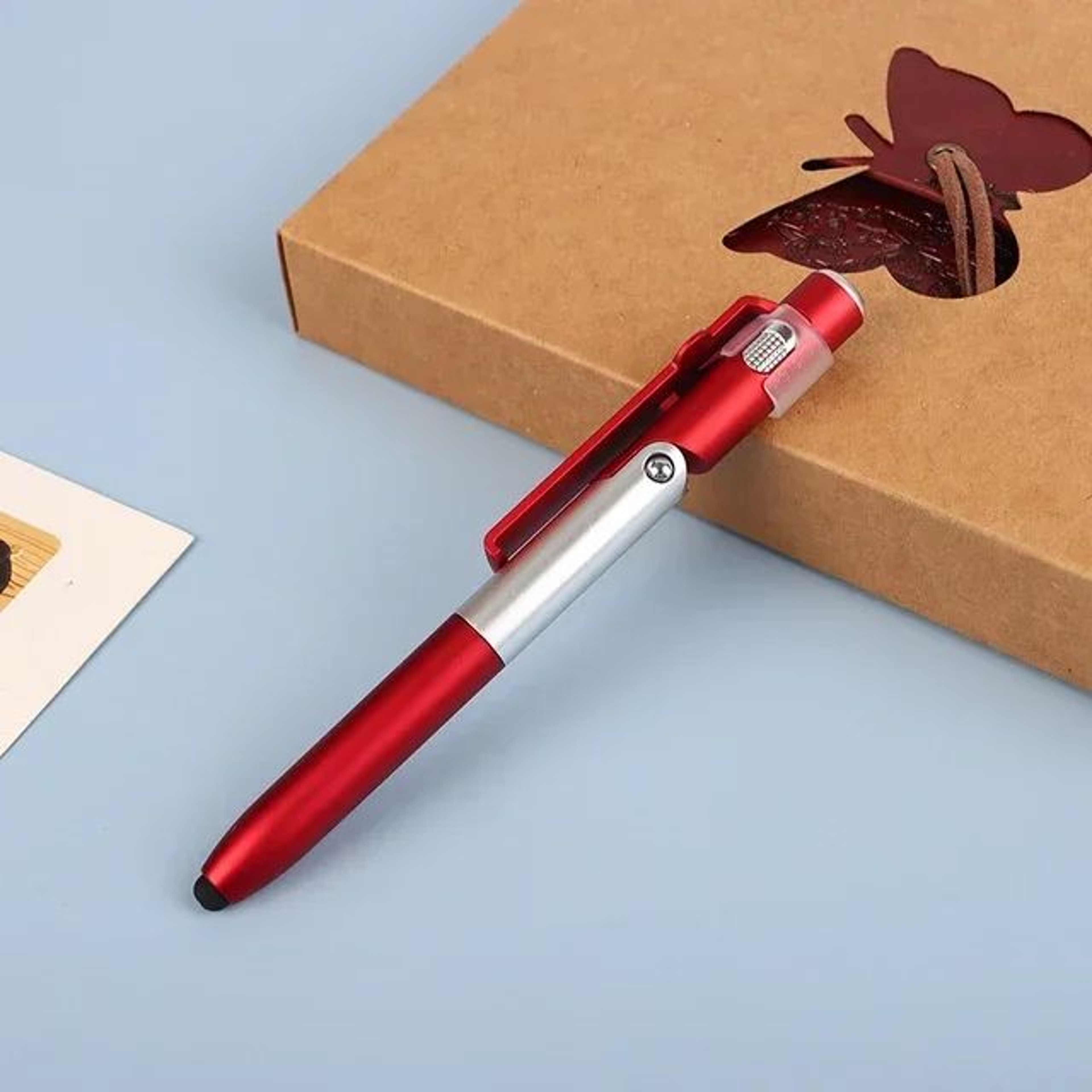 4in1 Multifunction Stylus Ballpoint Pen  Foldable Phone Holder Flashlight  Touchscreen Pen 9