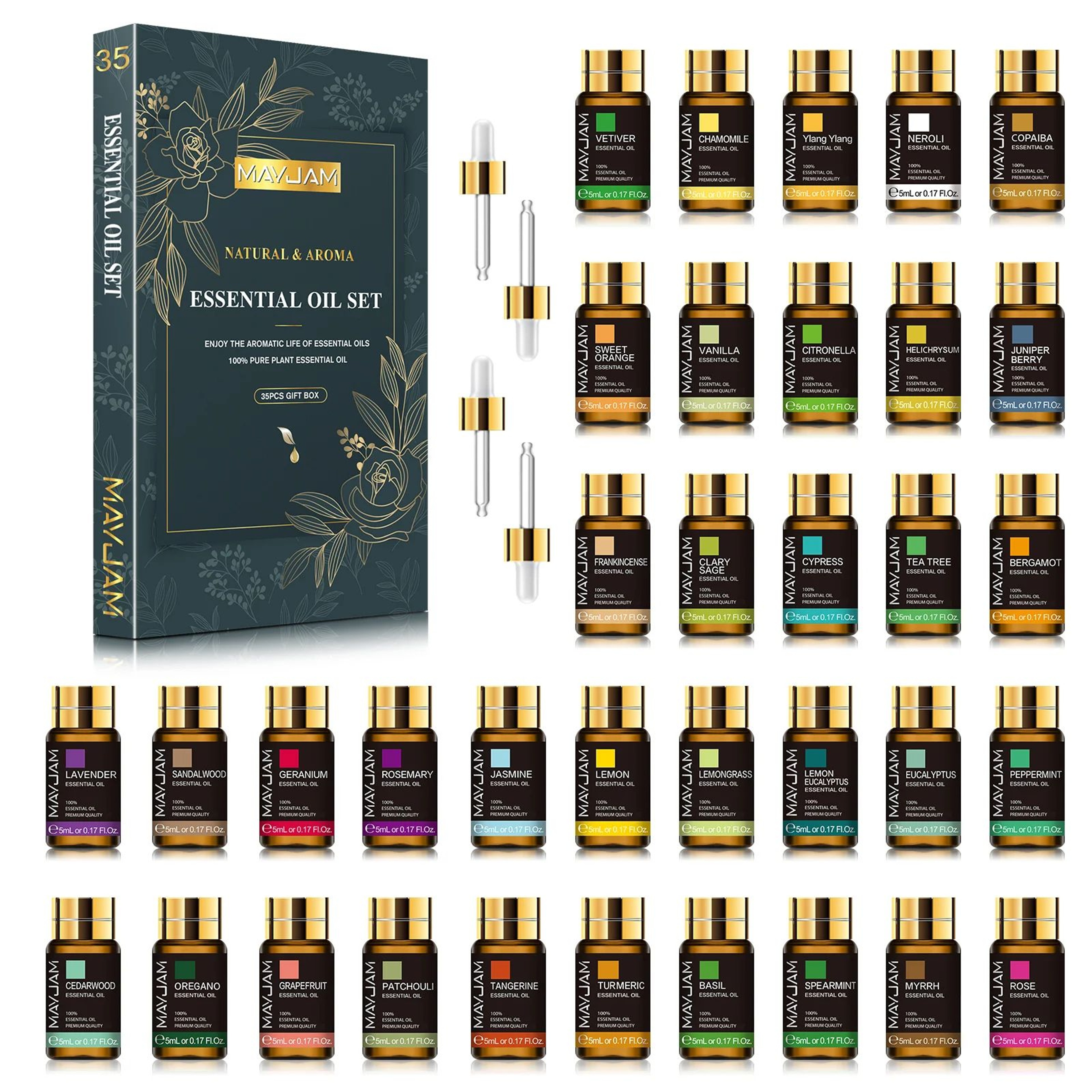 MAYJAM 35pcs Essential Oil Set  Premium Aromatherapy Oils Gift Box For Diffuser Candle Making  DIY 5