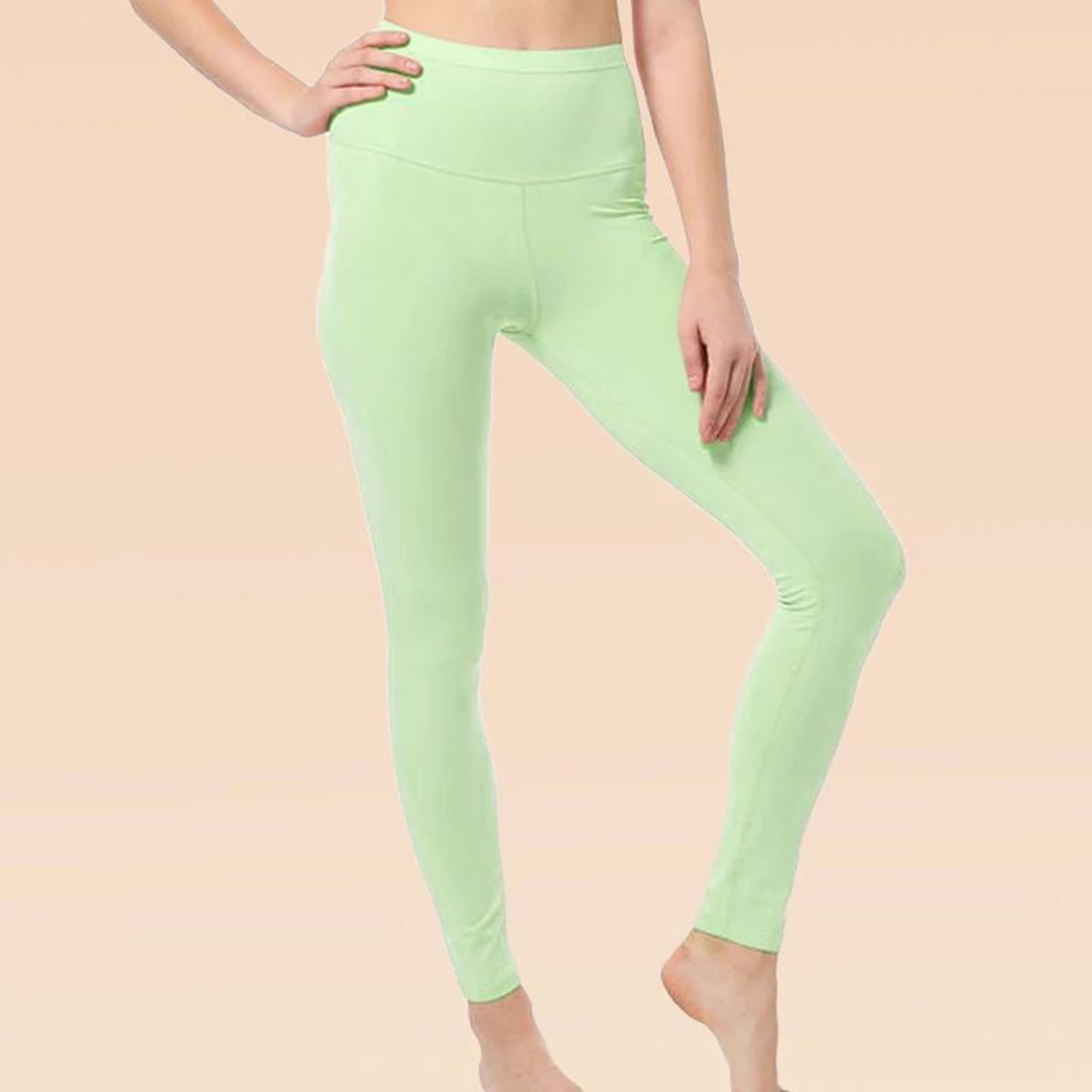 Womens HighWaisted Cotton Thermal Leggings  Warm Autumn Winter Inner Wear Trousers Stretch Knit Ank 2