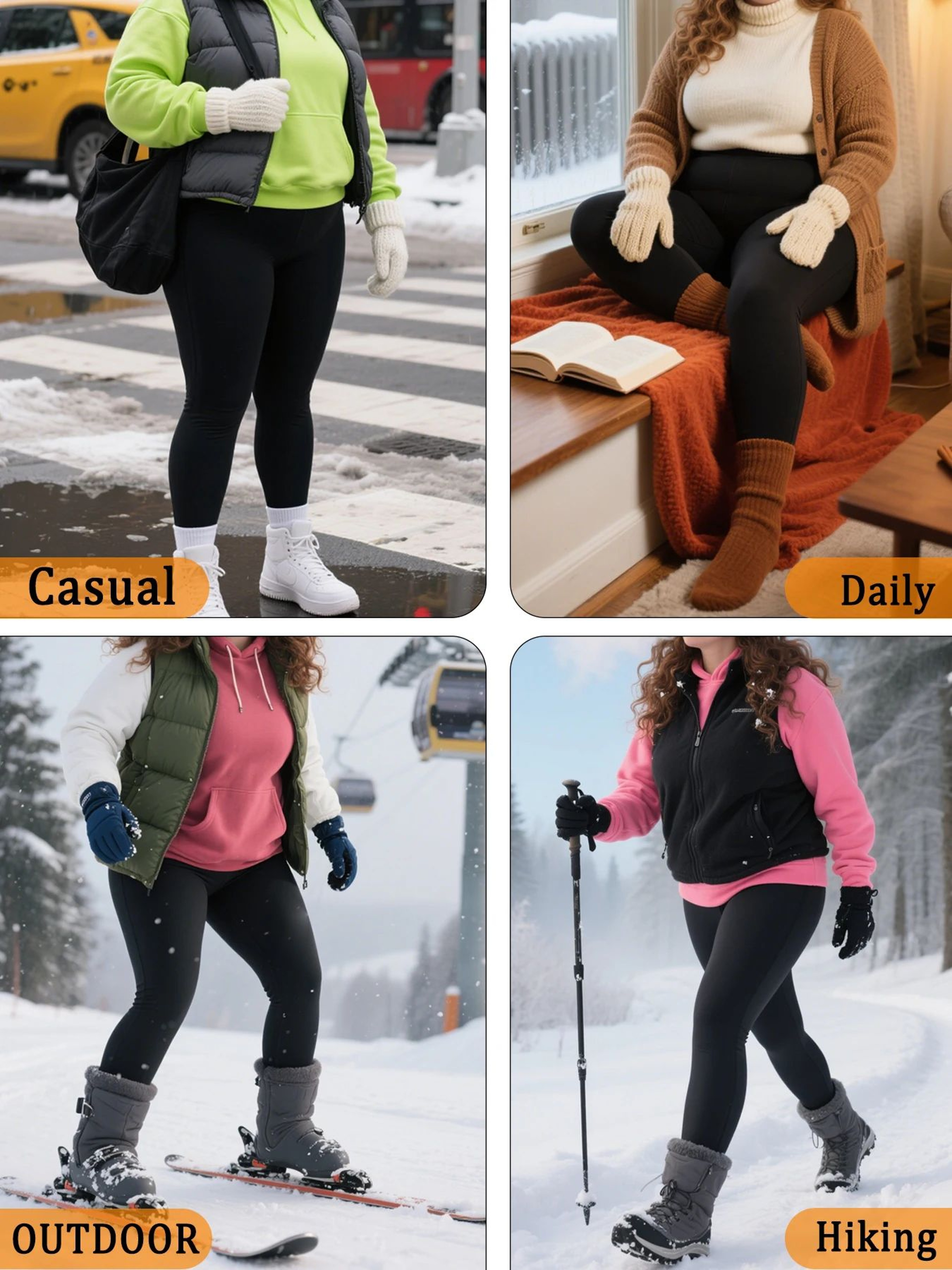 Plus Size Super Soft Fleece Lined Thermal Leggings  High Waisted Stretch Warm Yoga  Running Workout 1
