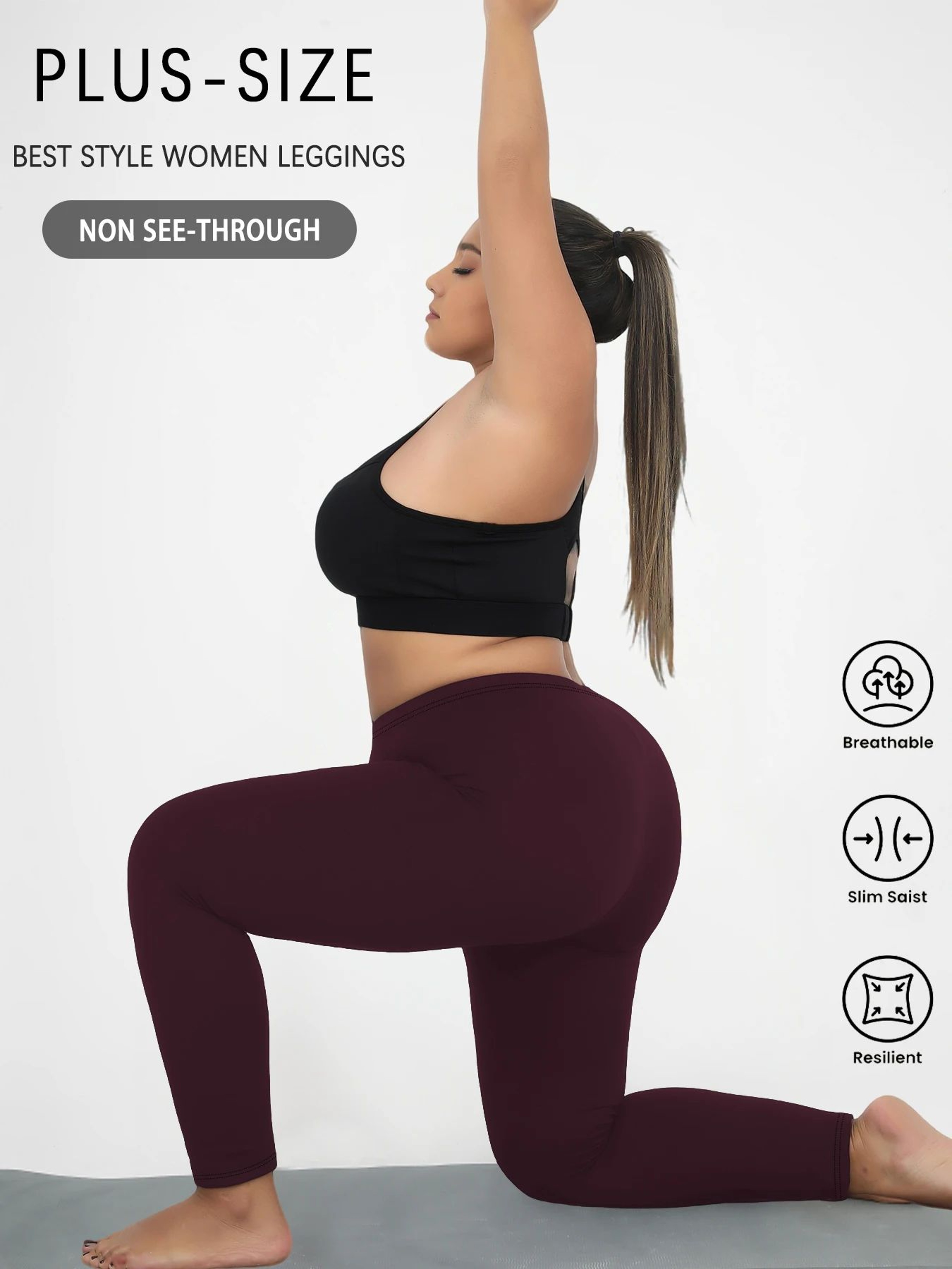 Plus Size Super Soft Athletic Leggings For Women  High Stretch No See Through Workout Running Yoga  6