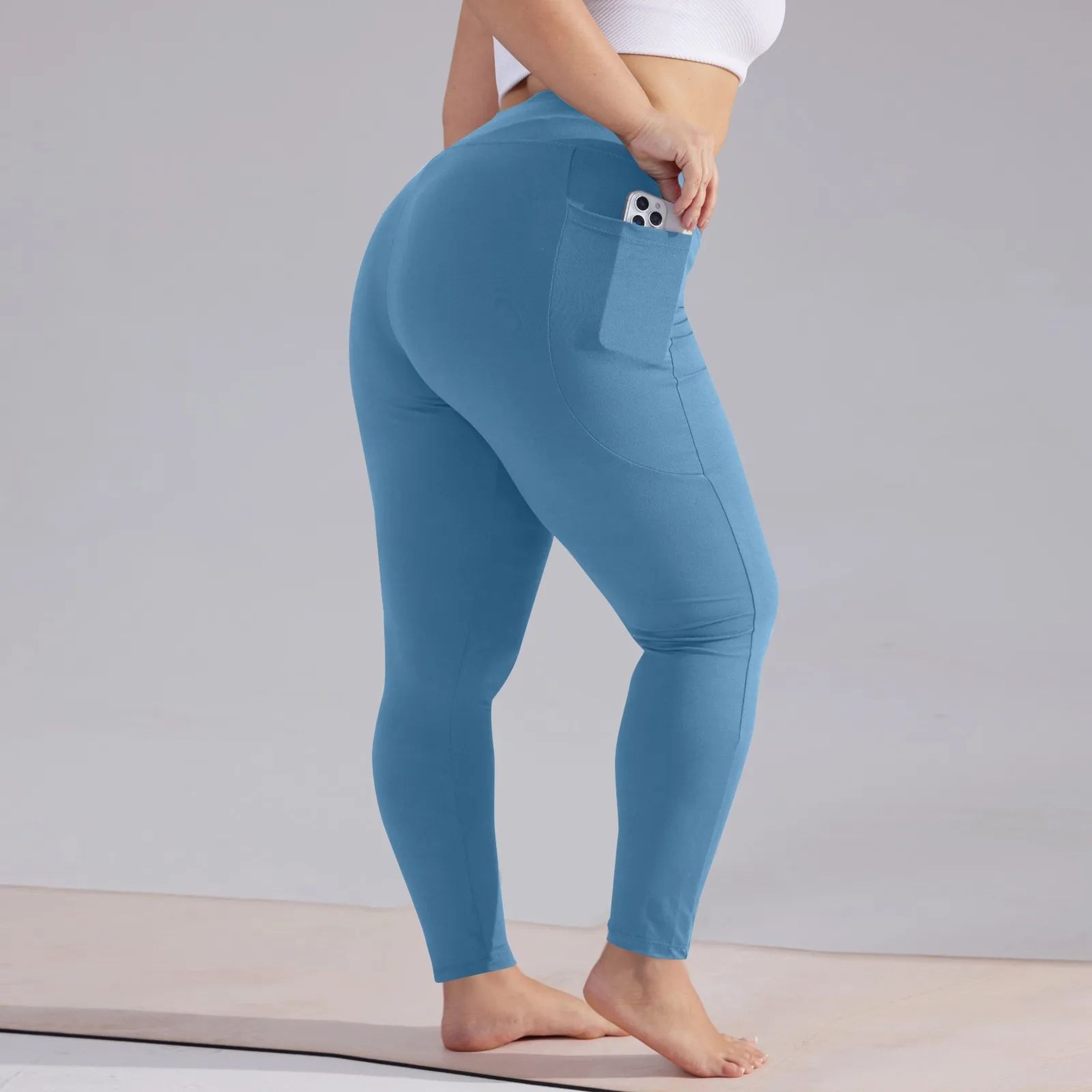 Plus Size High Waisted Yoga Capri Leggings With Pockets  Hip Lift Athletic Workout Sports Pants For 4