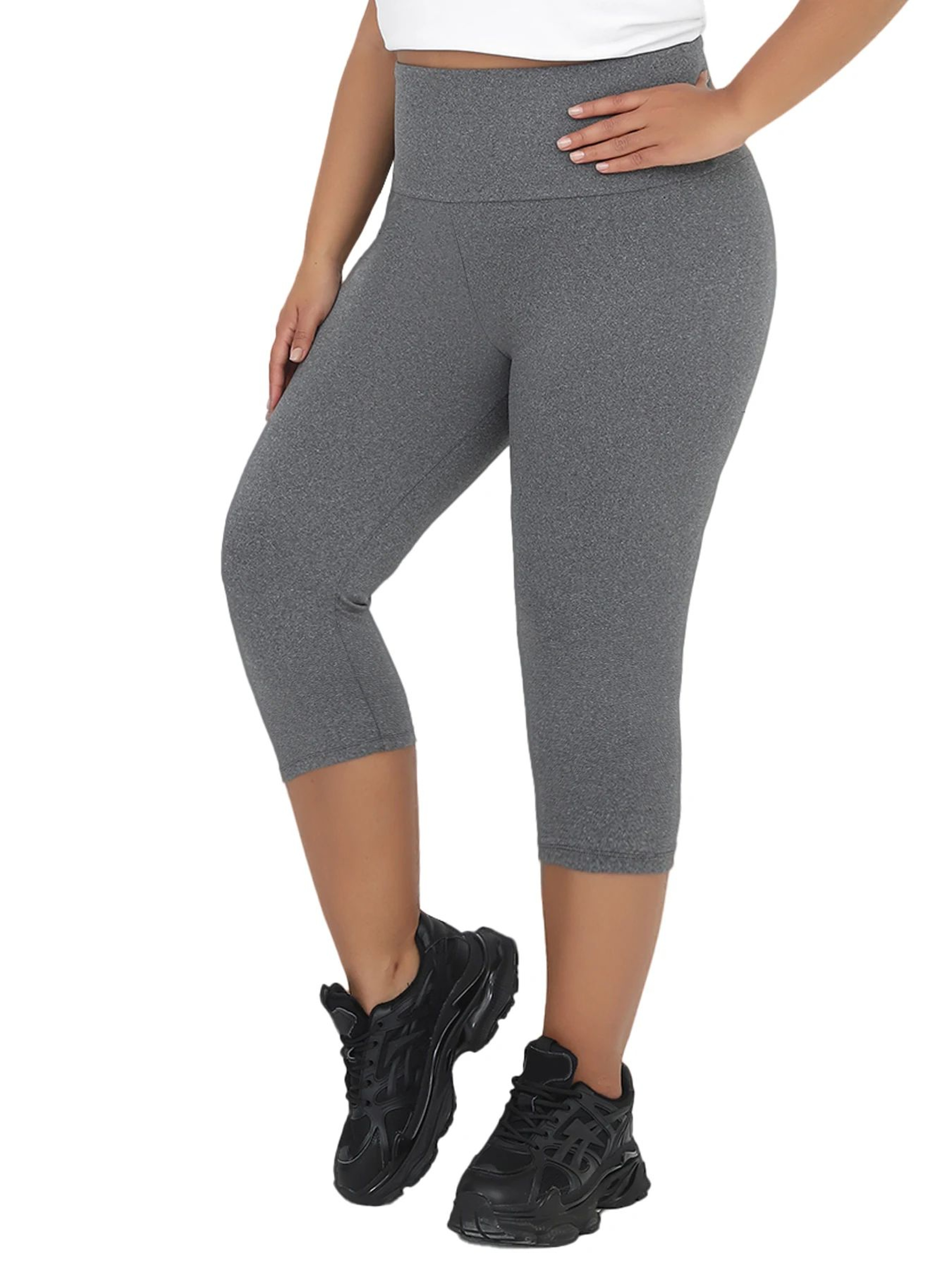 Plus Size High Waisted Yoga Capri Leggings For Women  Super Soft Tummy Control No See Through Worko 10