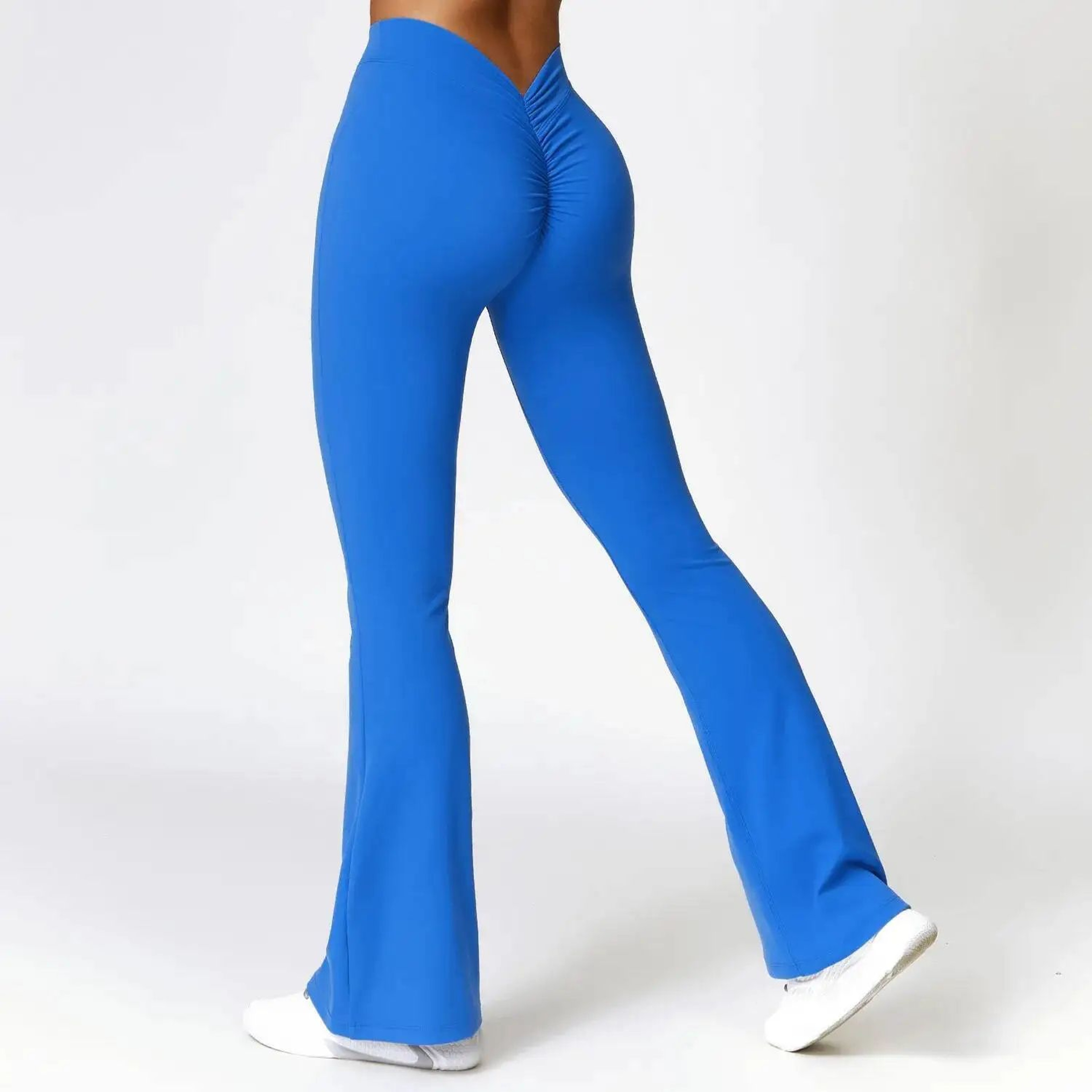 Womens HighWaist VShape Flare Yoga Pants  Stretch Wide Leg Gym  Dance Leggings 0