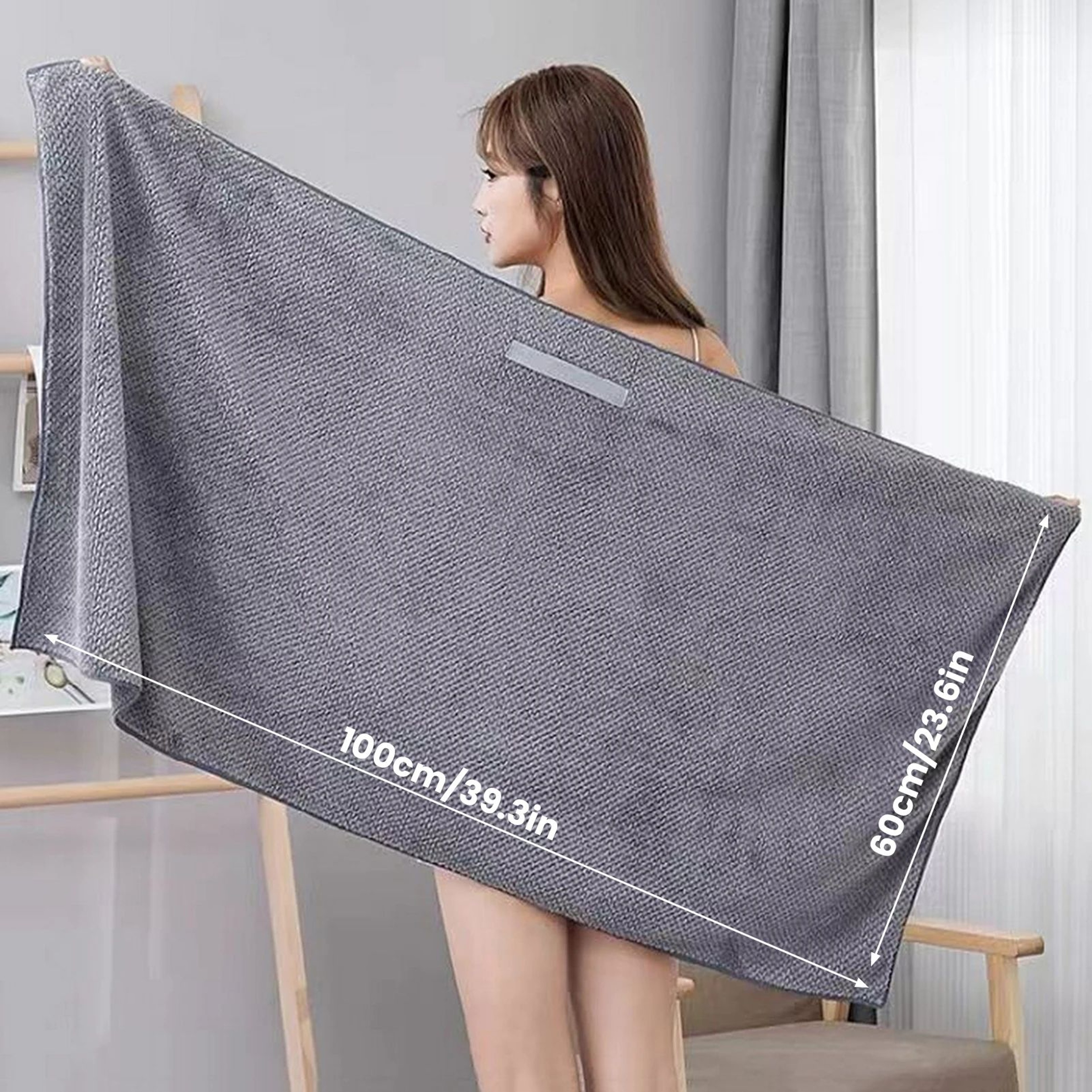 Large Microfiber Hair Towel Wrap  Ultra Soft QuickDry AntiFrizz Hair Turban With Elastic Loop 6
