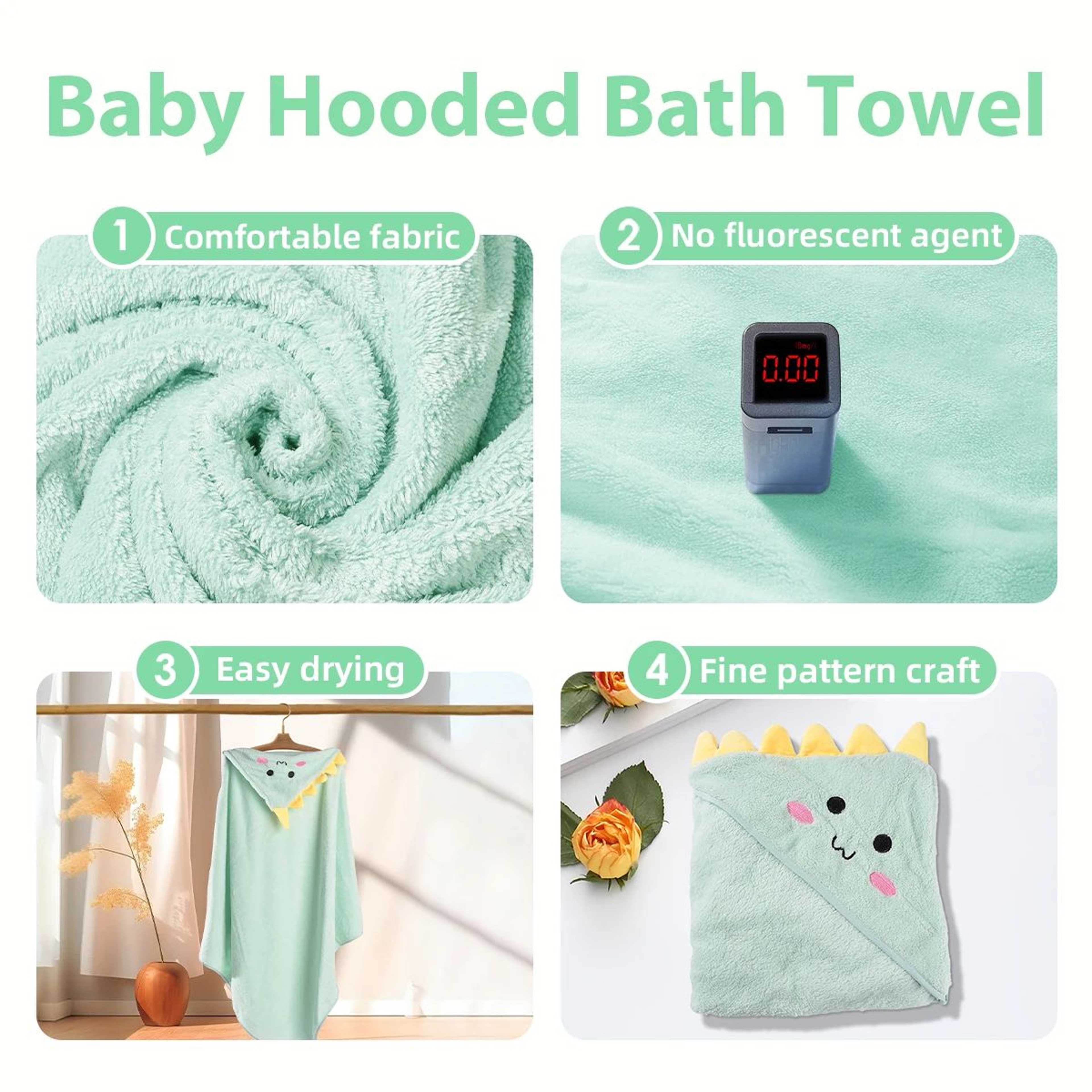2pcs Hooded Baby Towel Set Soft Absorbent Cotton Baby Bath Towels For Newborns  Toddlers 315x315 In 3