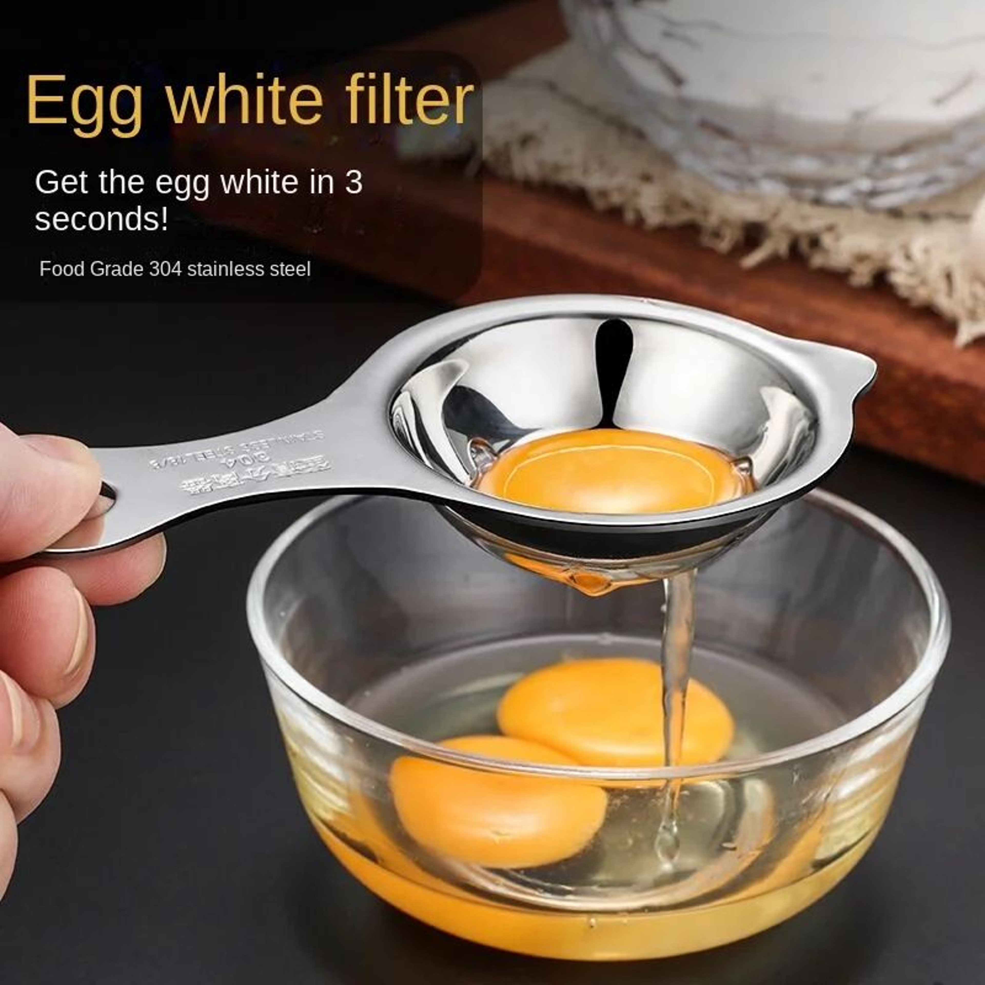 Stainless Steel Egg Yolk Separator  304 Egg White Divider Tool For Baking  Cooking 0