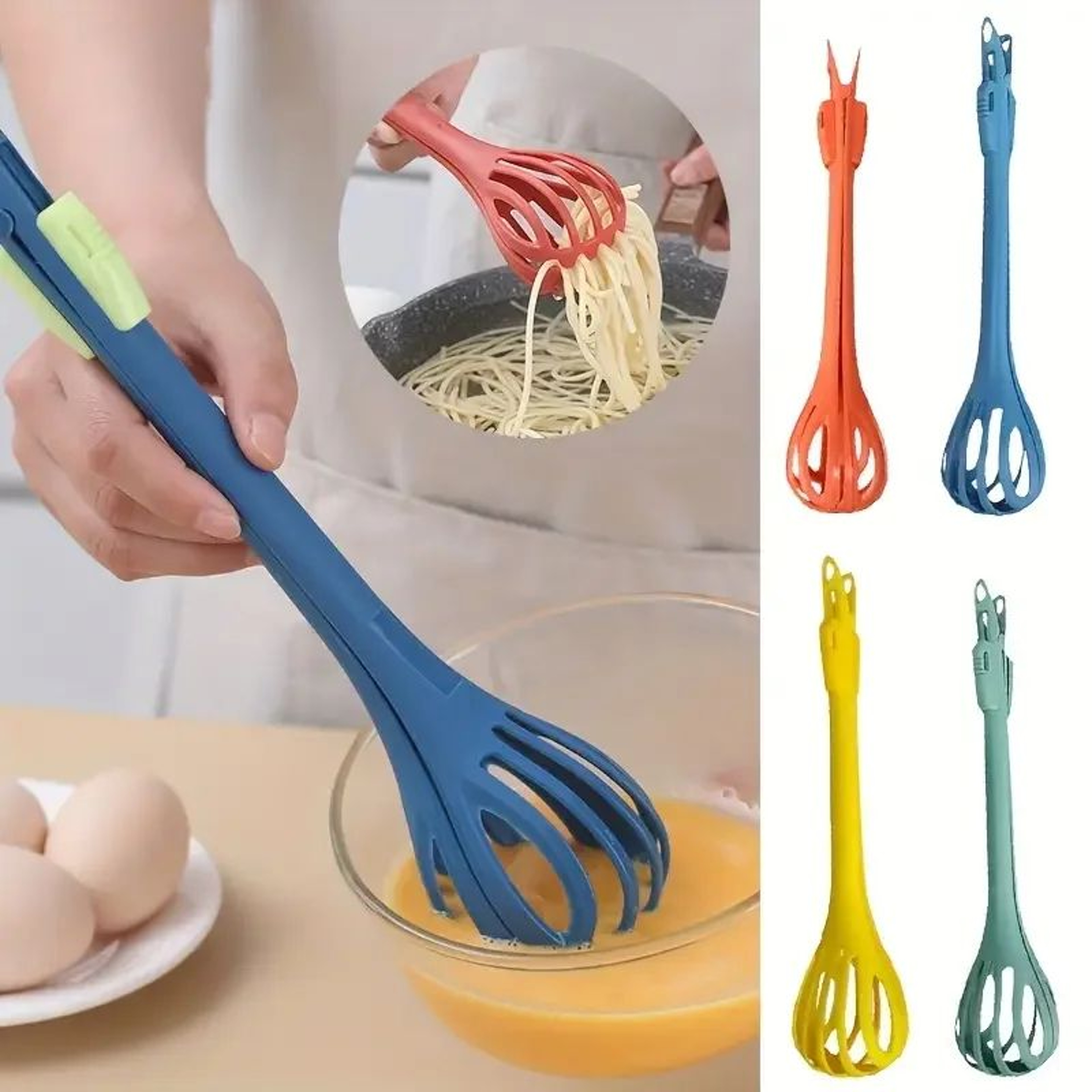 3in1 Multifunction Egg Beater  Food Tongs  Manual Whisk Milk Mixer  Egg Separator Kitchen Tool 0