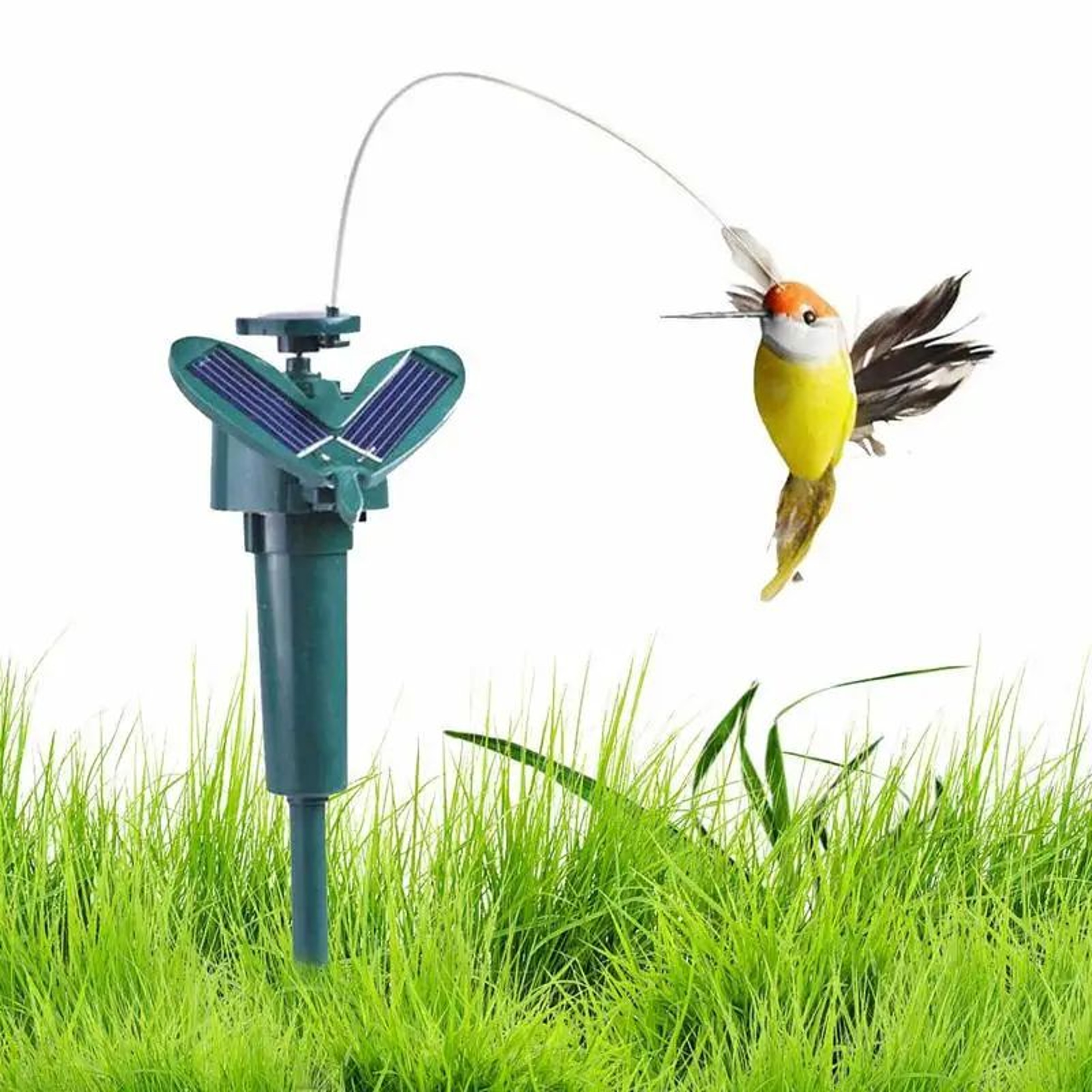Solar Powered Flying Hummingbird Garden Stake  Rotating Fluttering Bird Decor With Battery Backup 4