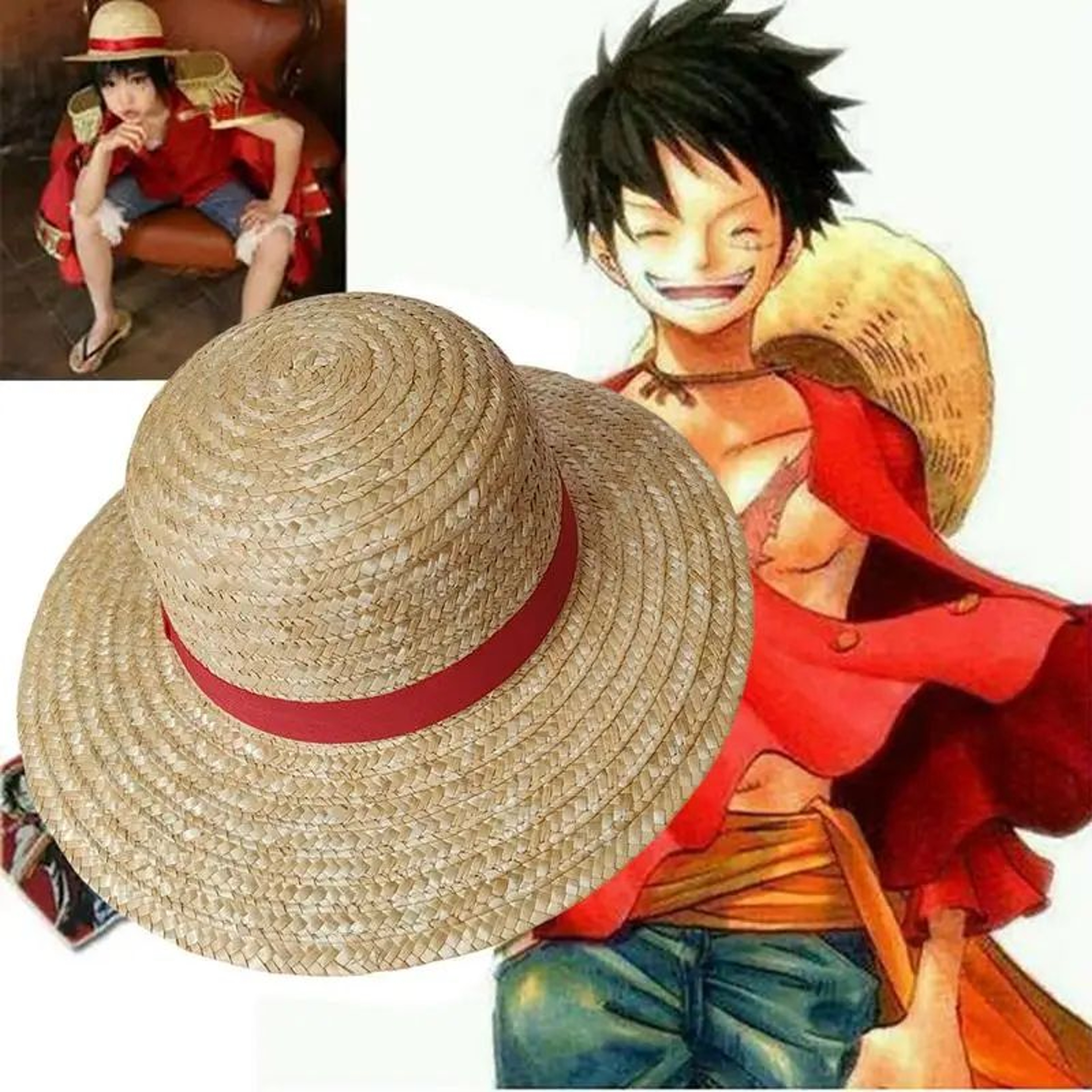 Anime Inspired Straw Hat With Chin Strap  Lightweight Sun Hat For Cosplay Beach  Outdoor Use 1