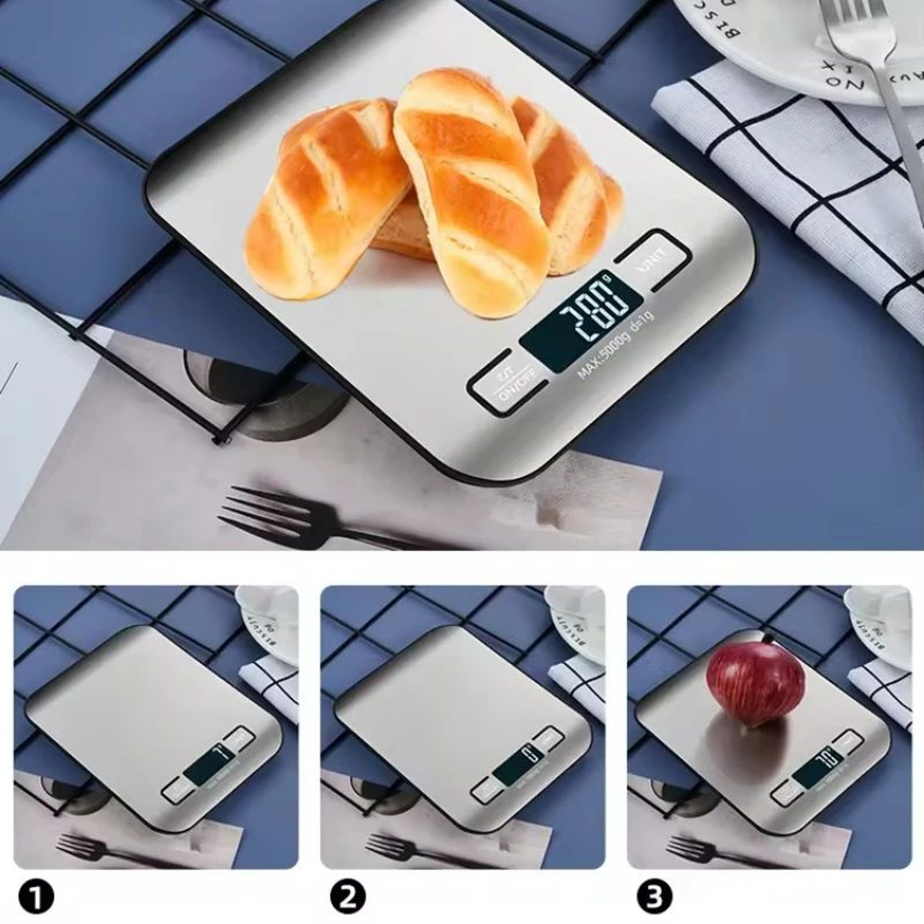 Digital Kitchen Scale 11 Lb 04 Oz Precision  Stainless Steel Food Weighing Scale With LED Display 2