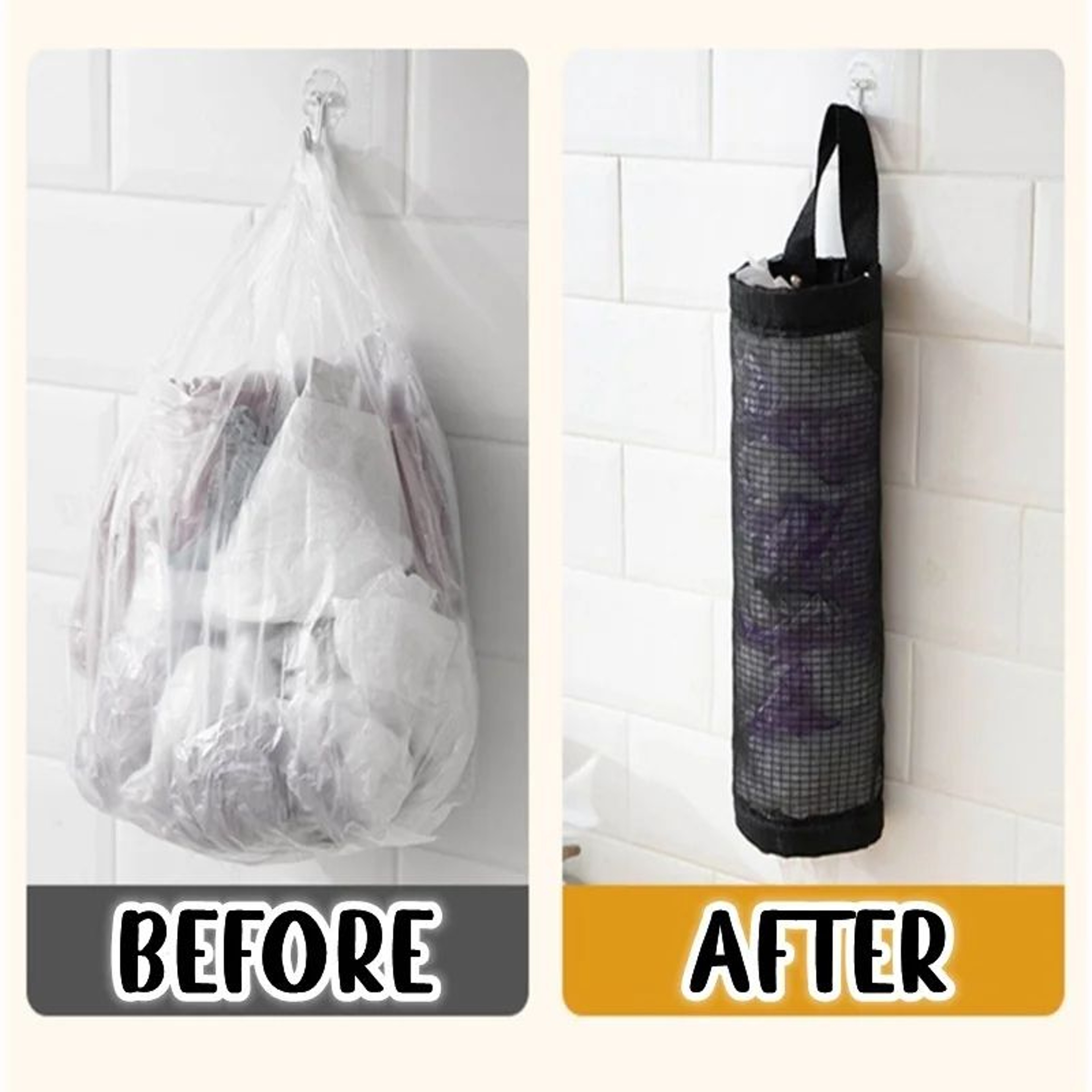 5pcs Hanging Plastic Bag Holder  Mesh Grocery Bag Organizer  Kitchen Trash Bag Dispenser 3