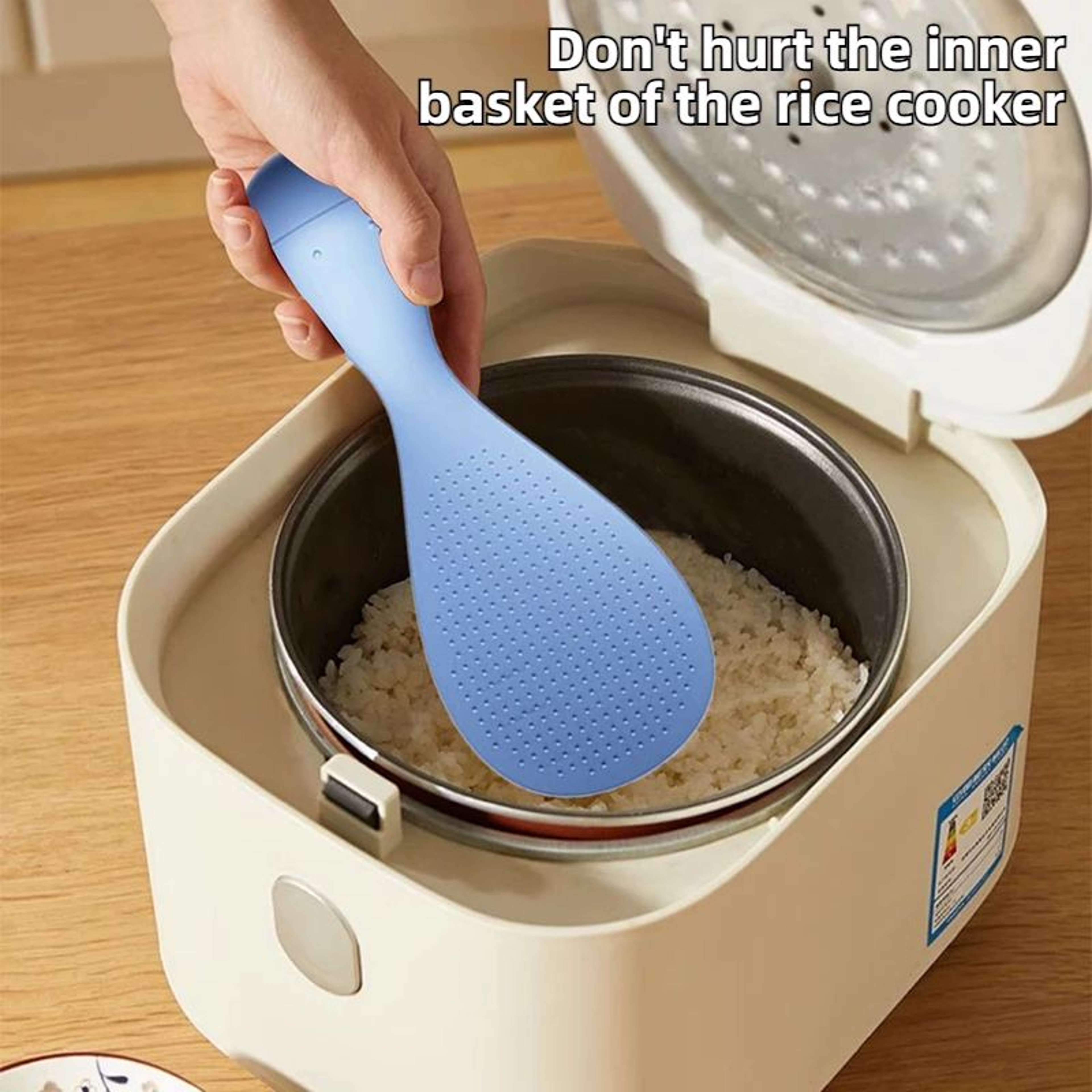 FoodGrade NonStick Tumbler Rice Spoon  SelfStanding AntiSpill Serving Spoon For Kitchen  Dining 2