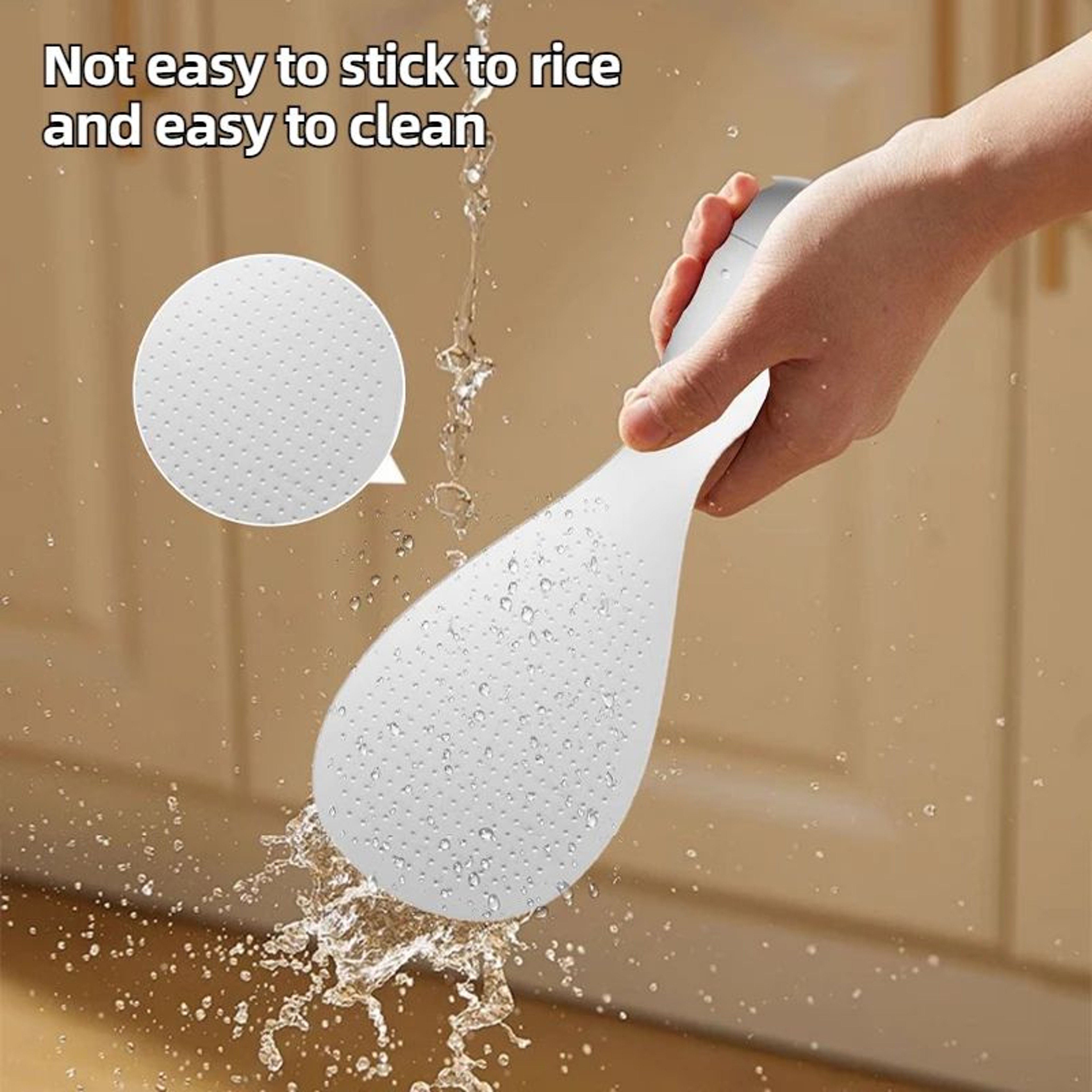 FoodGrade NonStick Tumbler Rice Spoon  SelfStanding AntiSpill Serving Spoon For Kitchen  Dining 3