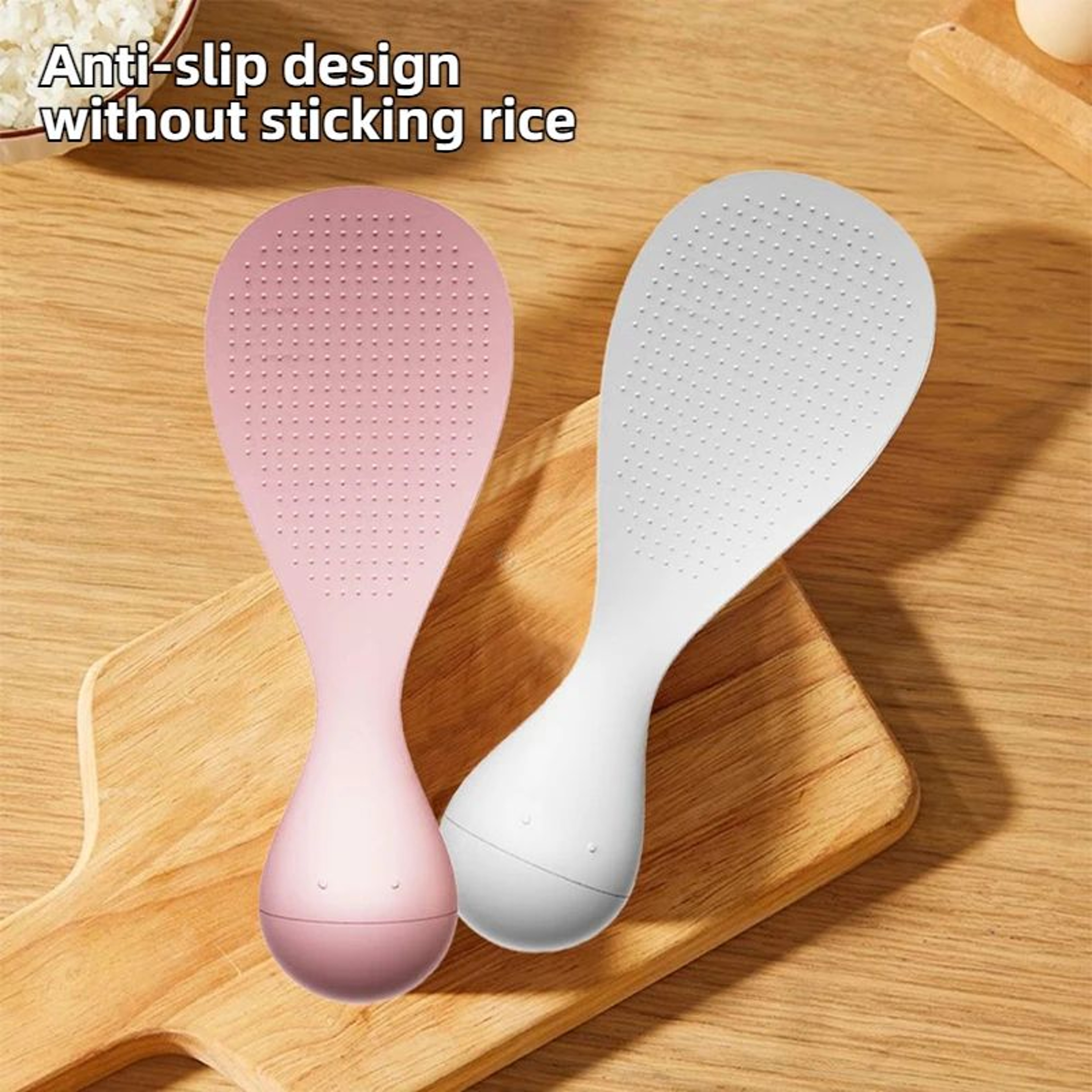 FoodGrade NonStick Tumbler Rice Spoon  SelfStanding AntiSpill Serving Spoon For Kitchen  Dining 4