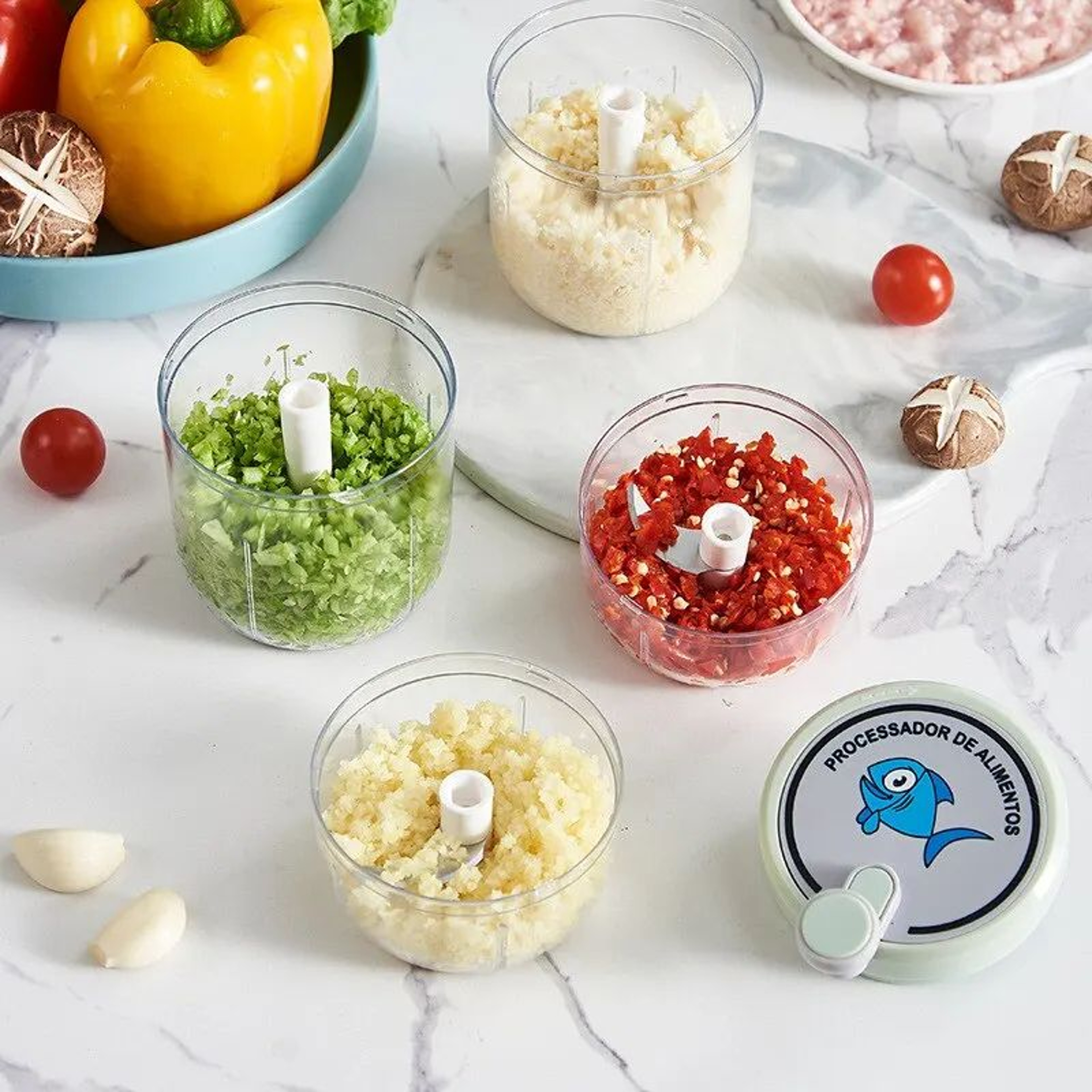 QuickPull 5in1 Manual Food Chopper Vegetable Onion Garlic Crusher Pull Mincer Blender Kitchen Gadge 1